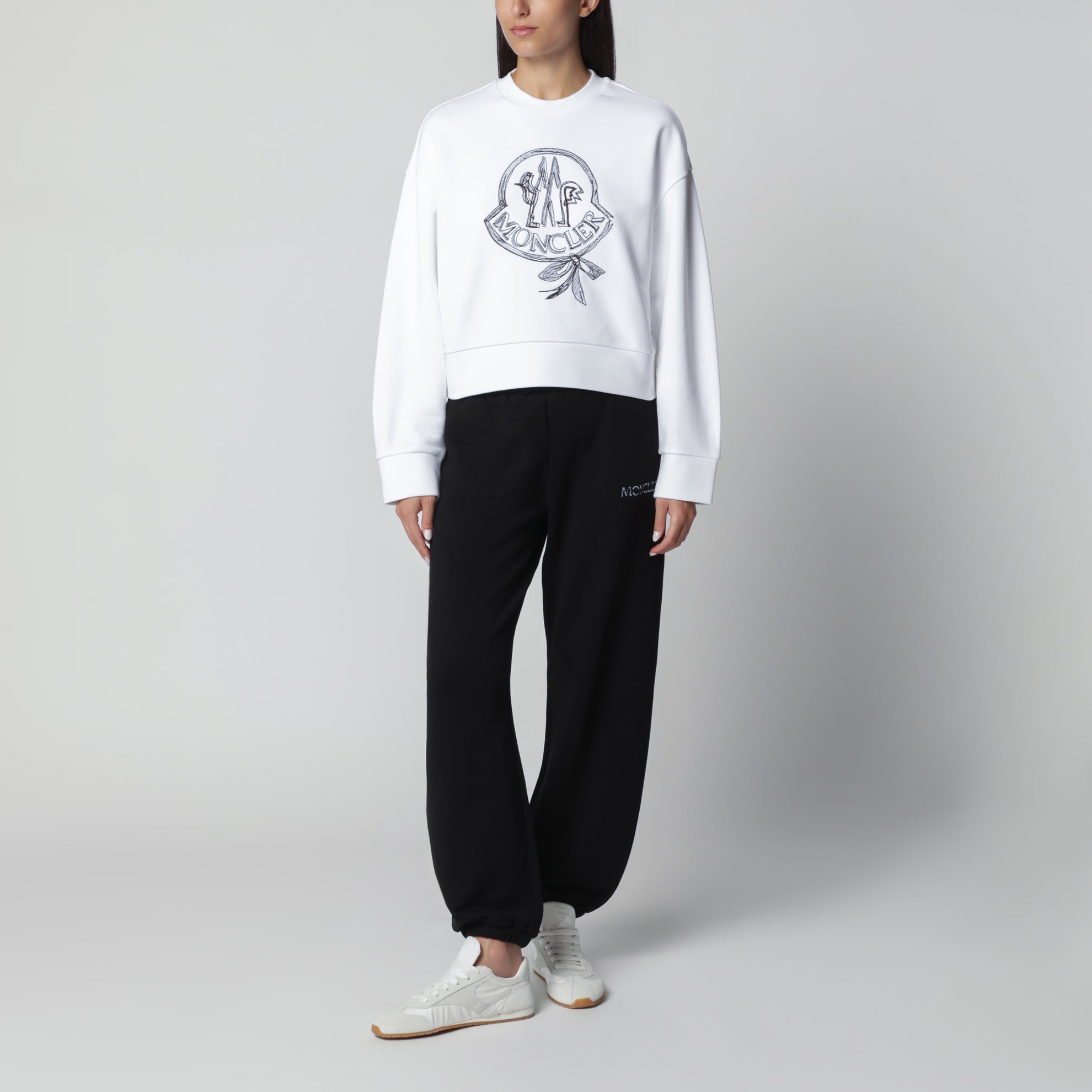 Pantaloni jogging neri in cotone con logo