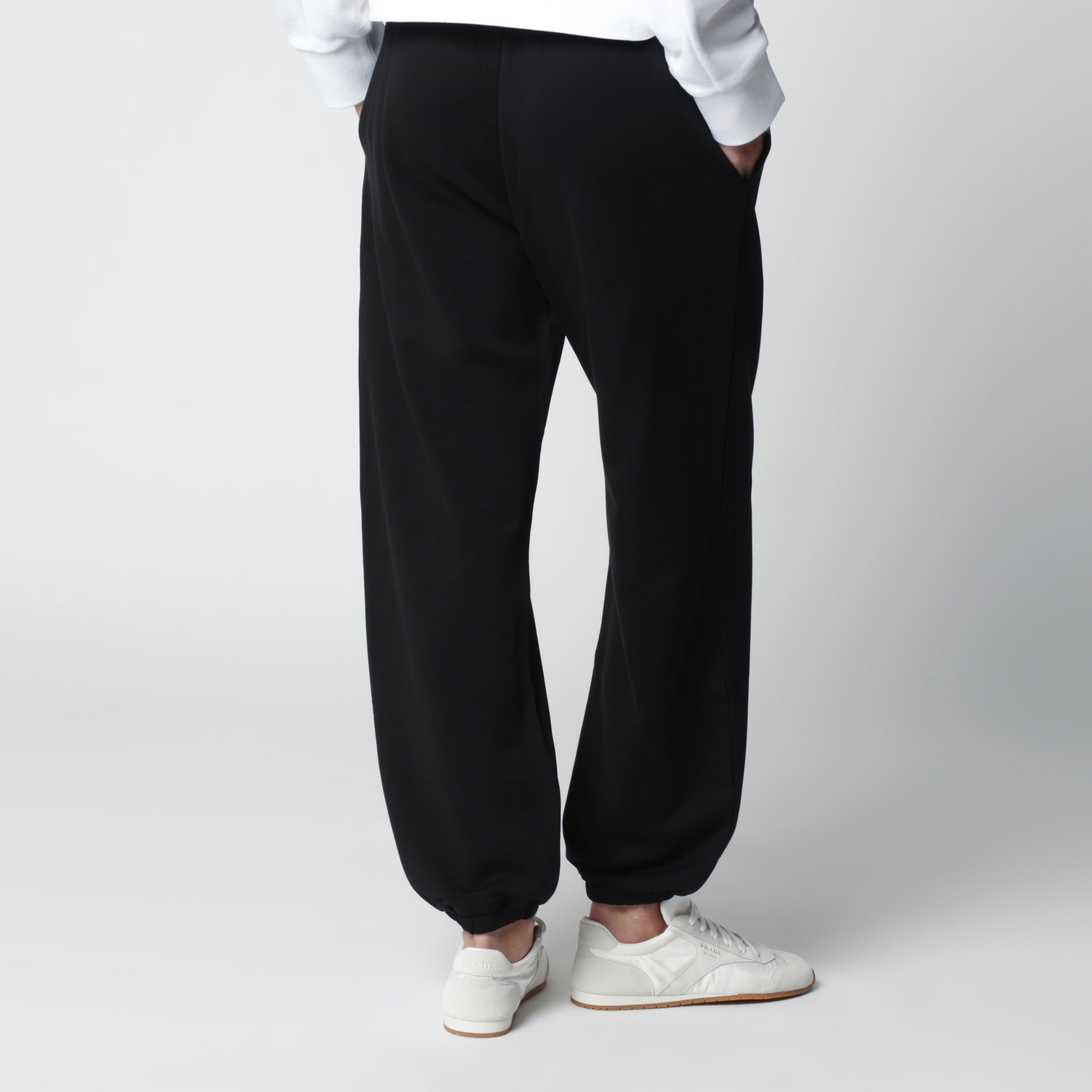 Pantaloni jogging neri in cotone con logo