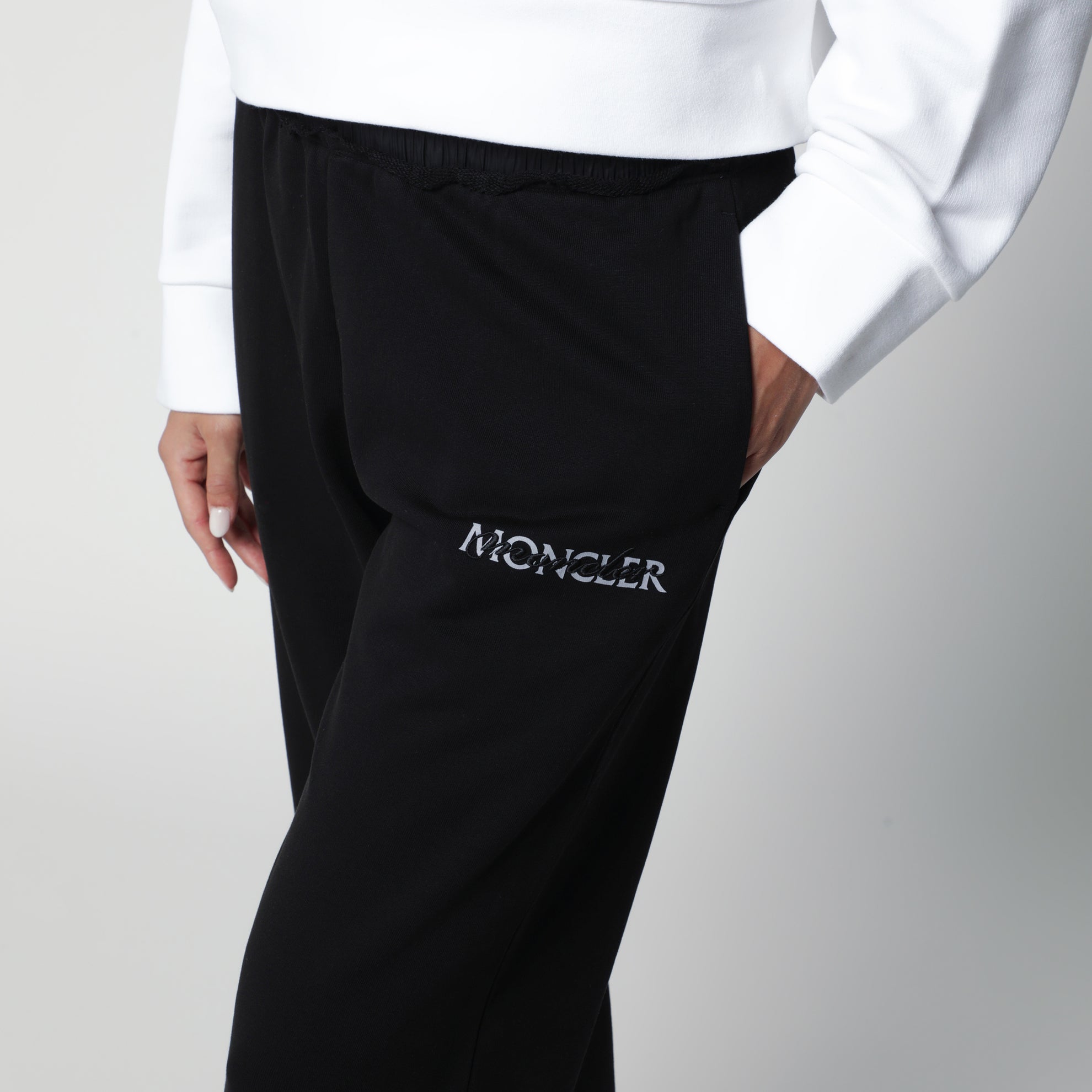 Pantaloni jogging neri in cotone con logo