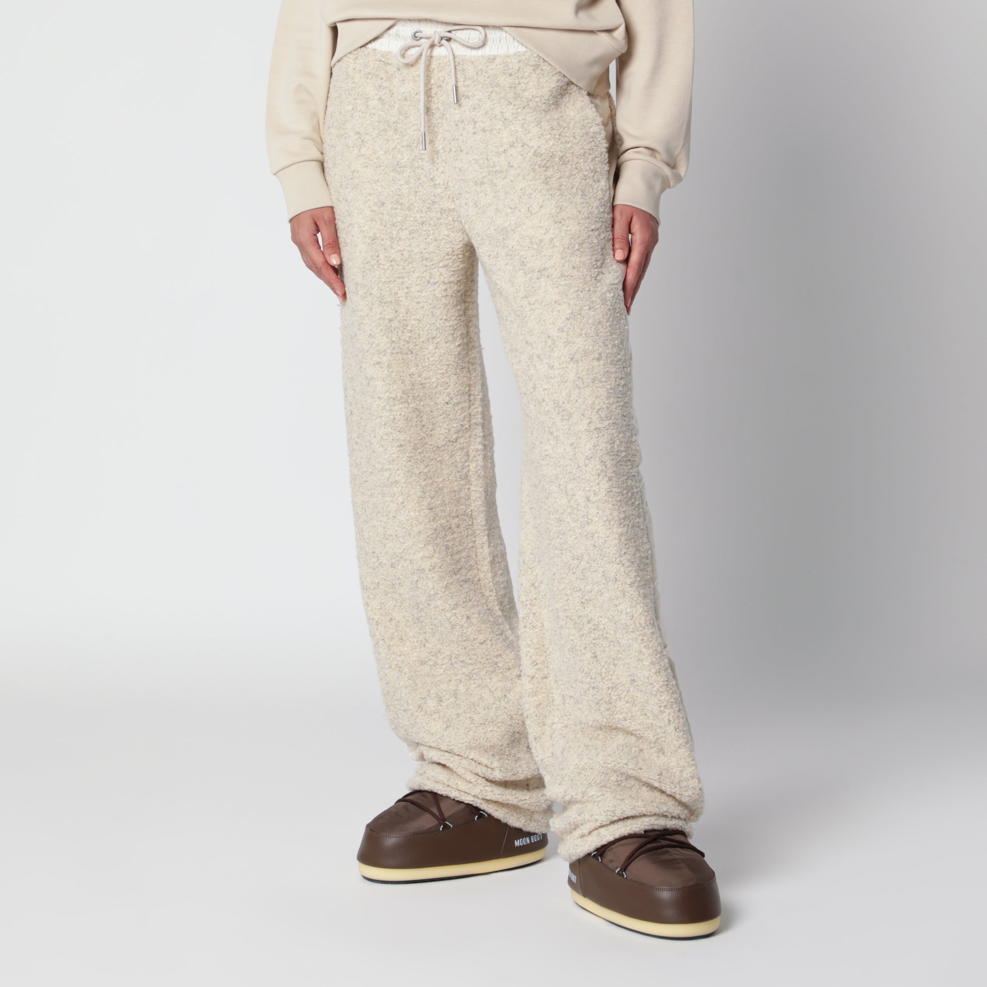 Ivory bouclé trousers