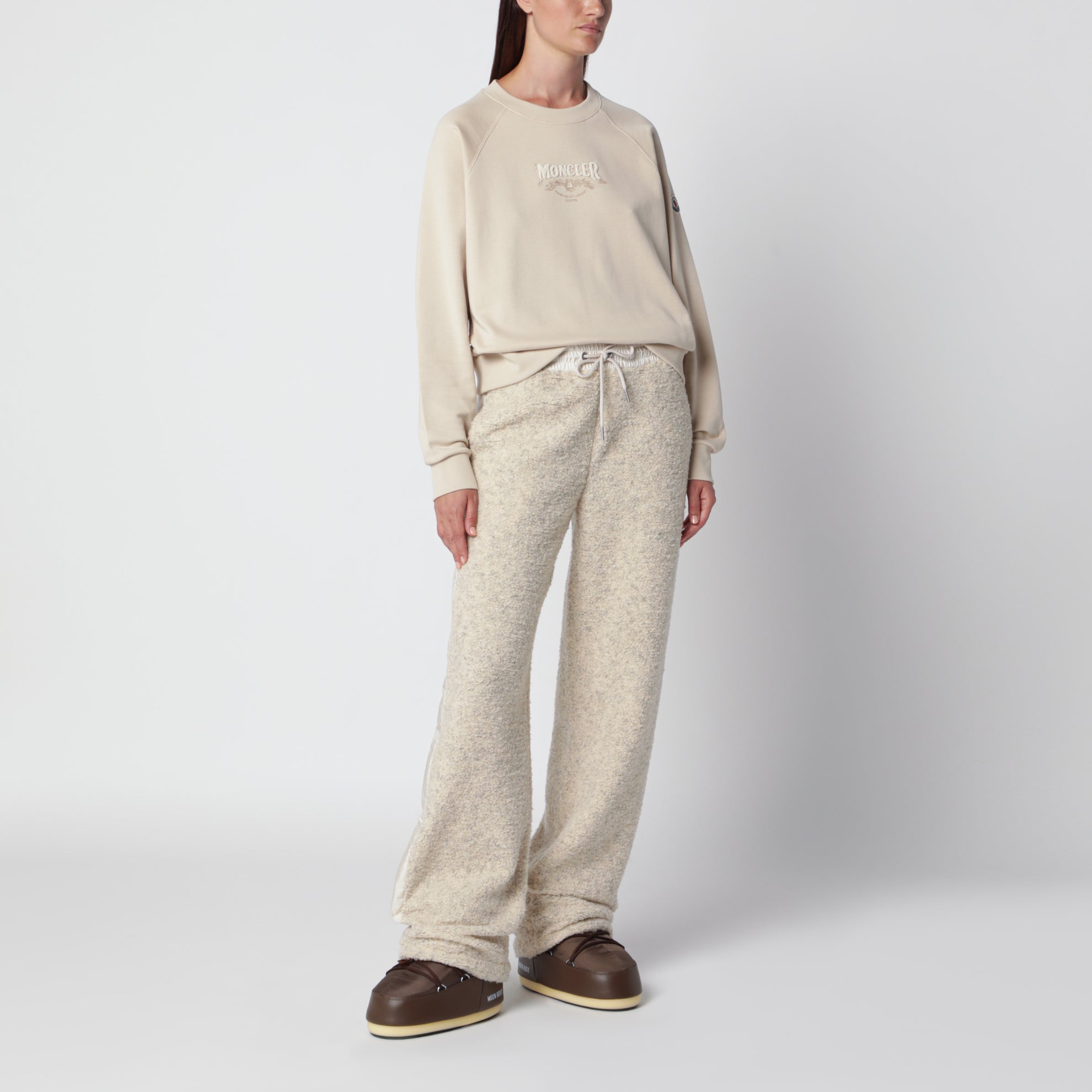 Ivory bouclé trousers