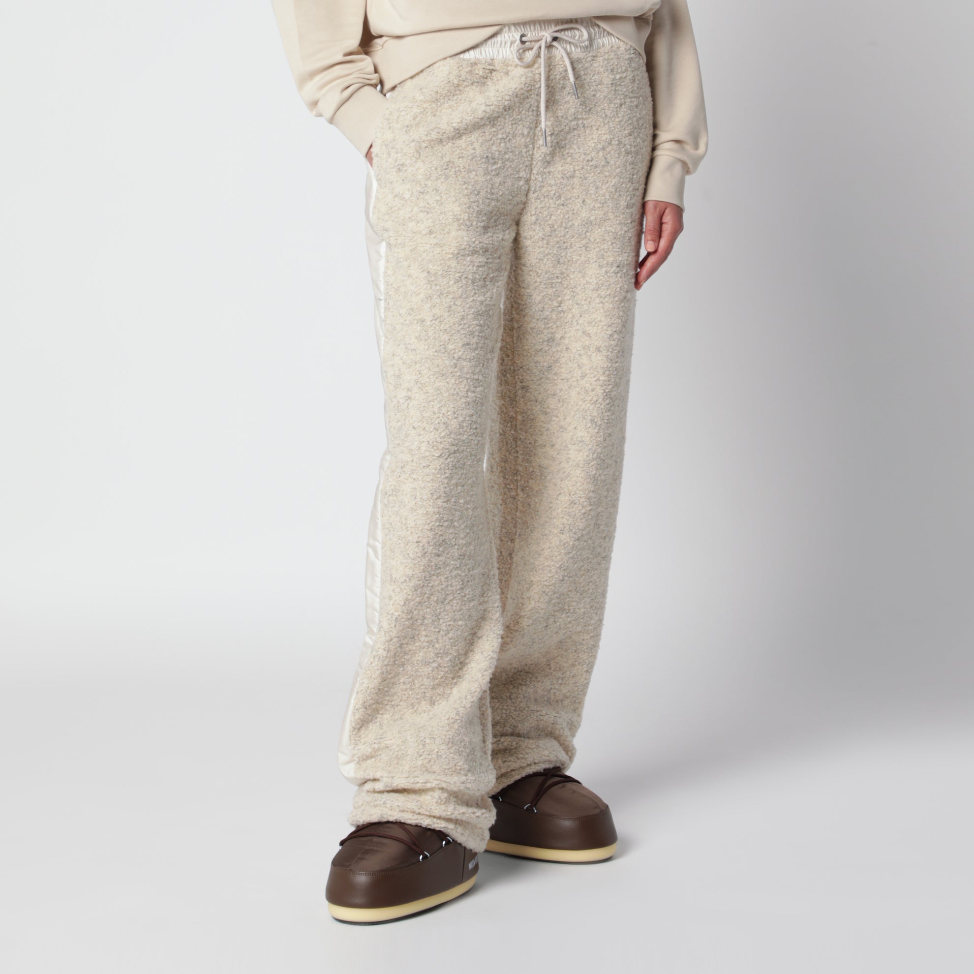 Ivory bouclé trousers