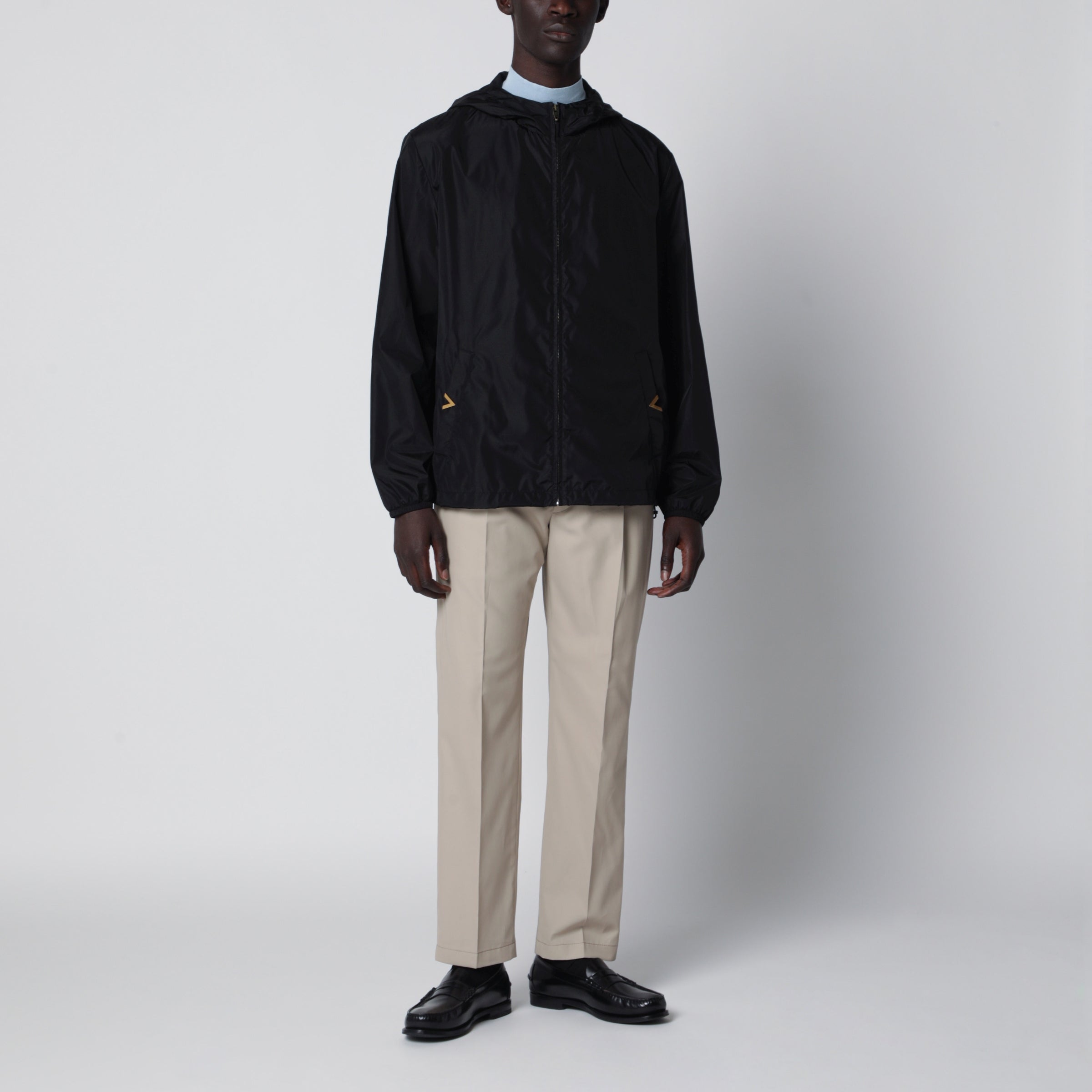 Valentino Black windbreaker with Vgold detail | TheDoubleF