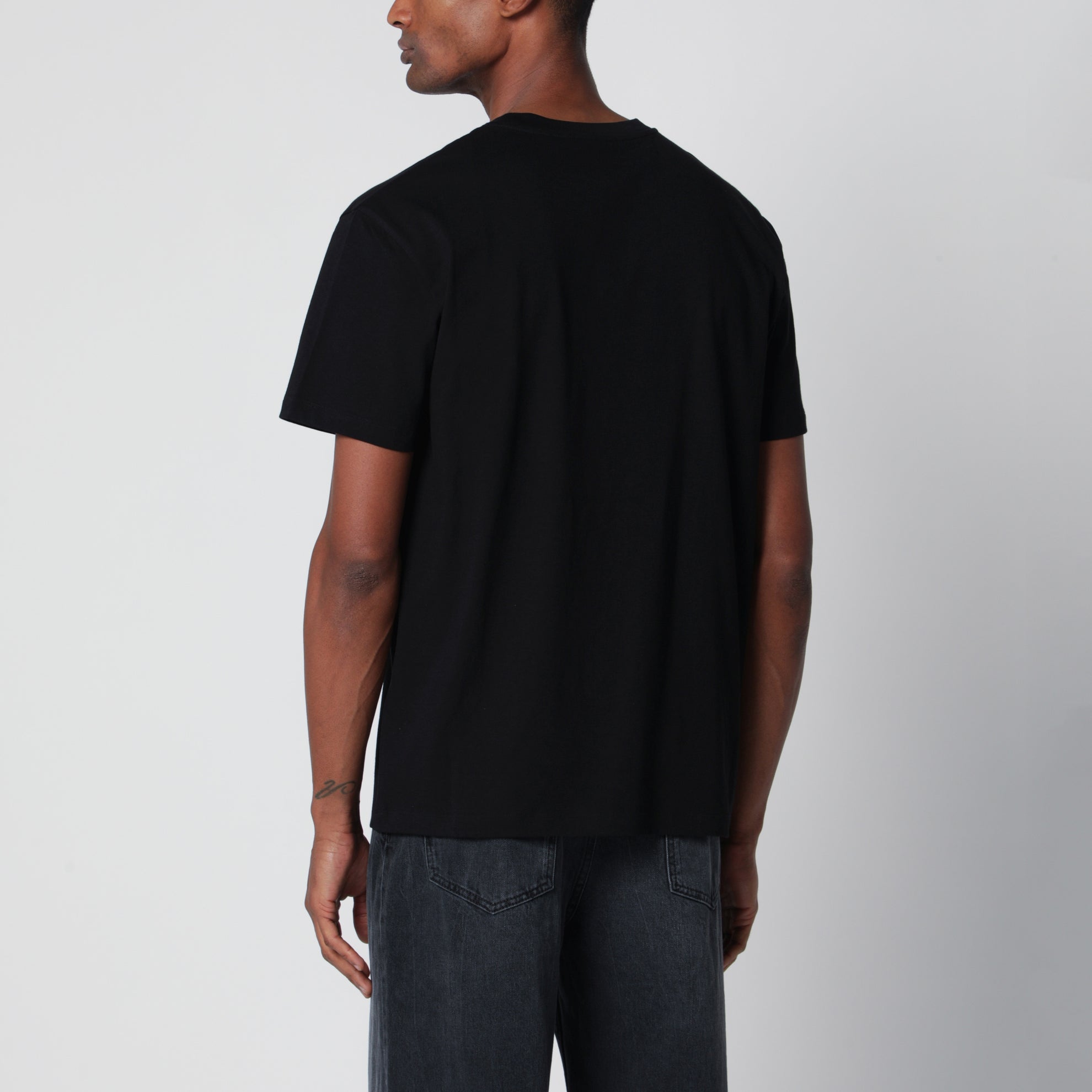 Schwarzes Baumwoll-T-Shirt mit VGold