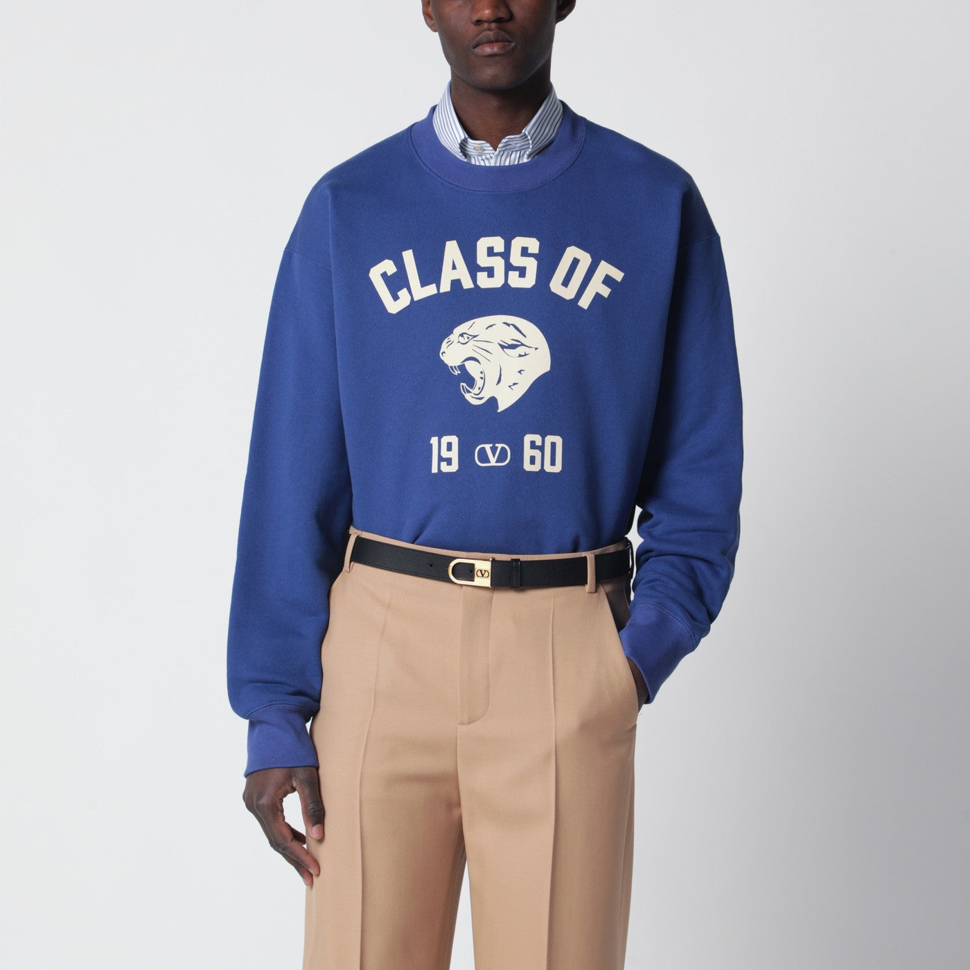 Sweat bleu avec imprimé Panther
