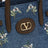 Borsa shopping Antibes piccola in denim ricamato