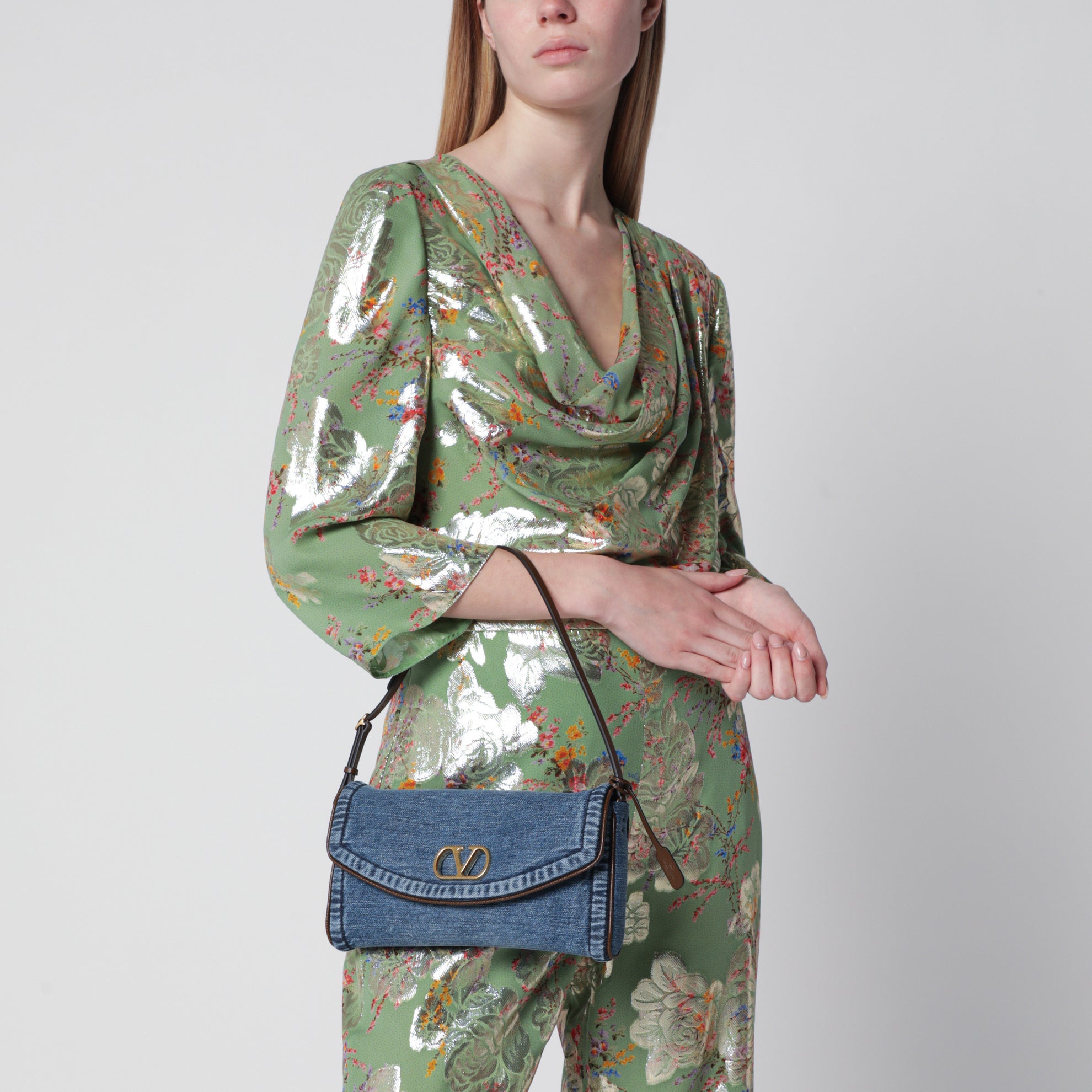 Borsa a spalla DeVain piccola in denim