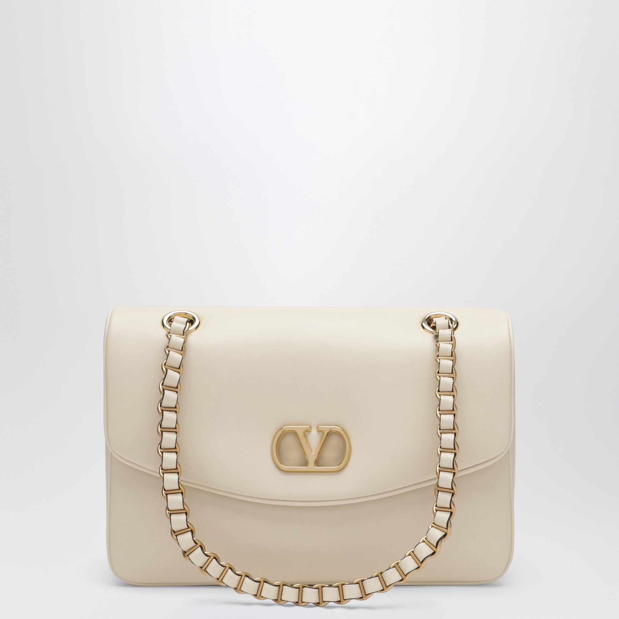 Medium Djuna shoulder bag in nappa leather, white