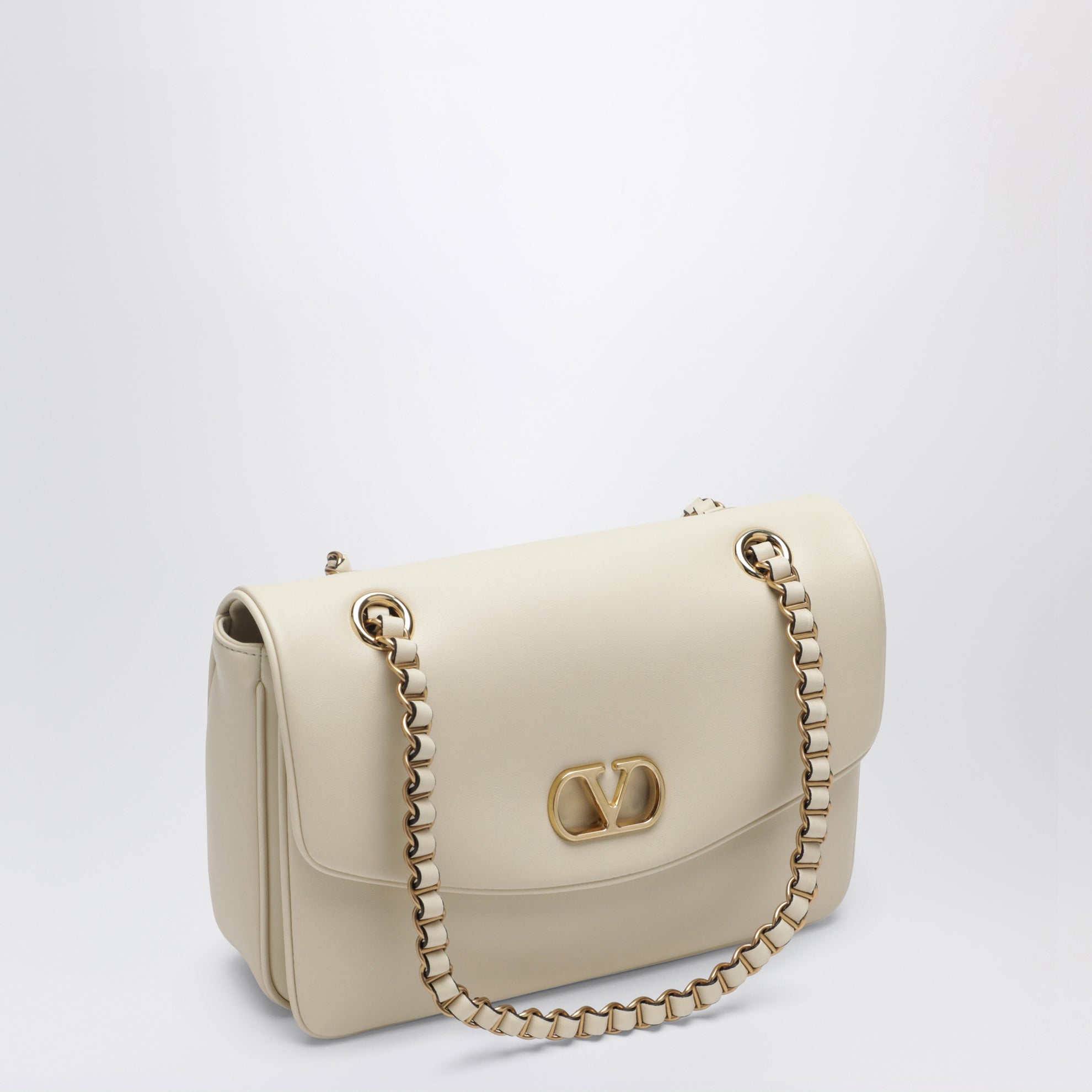 Medium Djuna shoulder bag in nappa leather, white