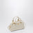 Elfenbeinfarbene Mini-Bowlingtasche VLogo Signature aus genarbtem Kalbsleder