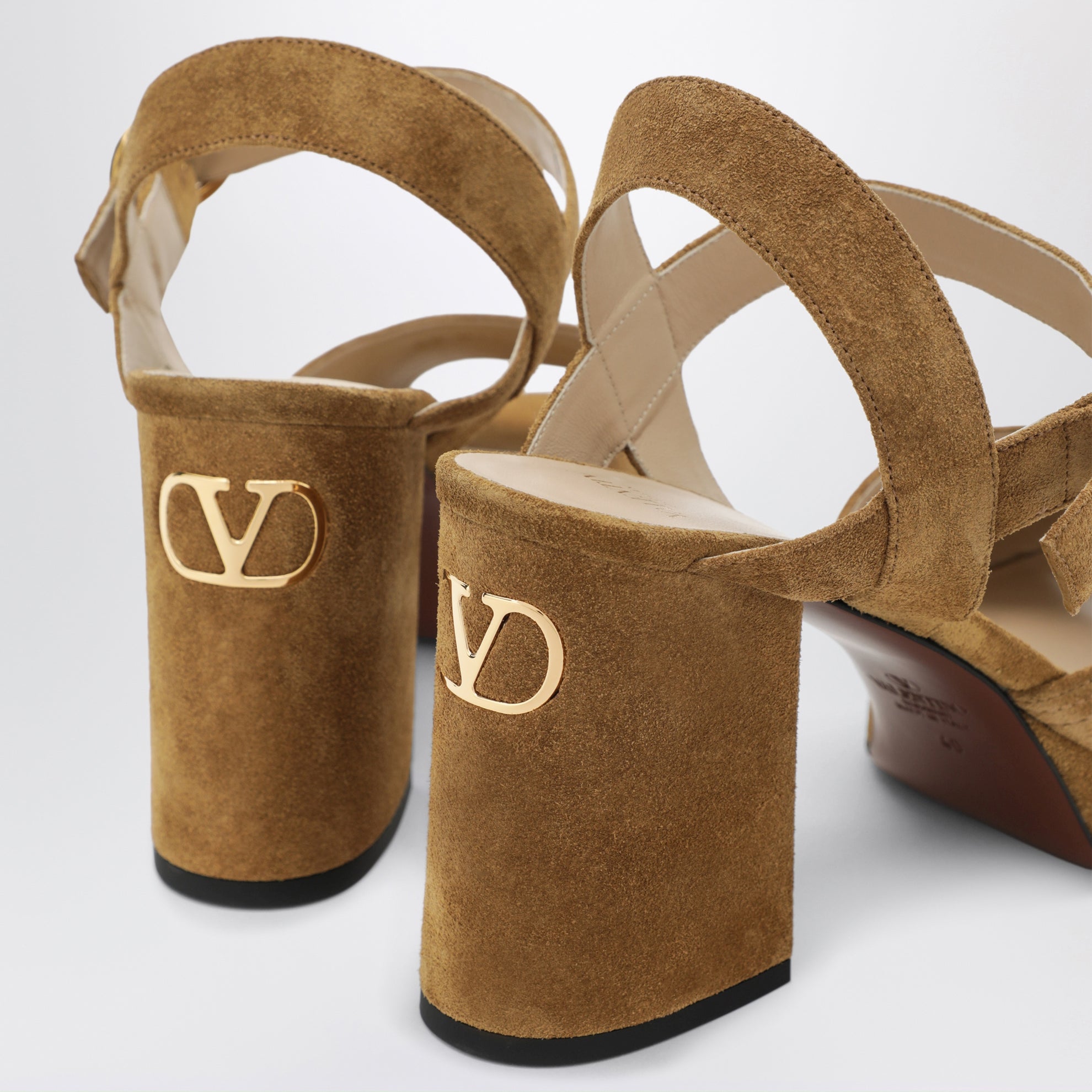 Beige Fawcette platform sandals in split leather