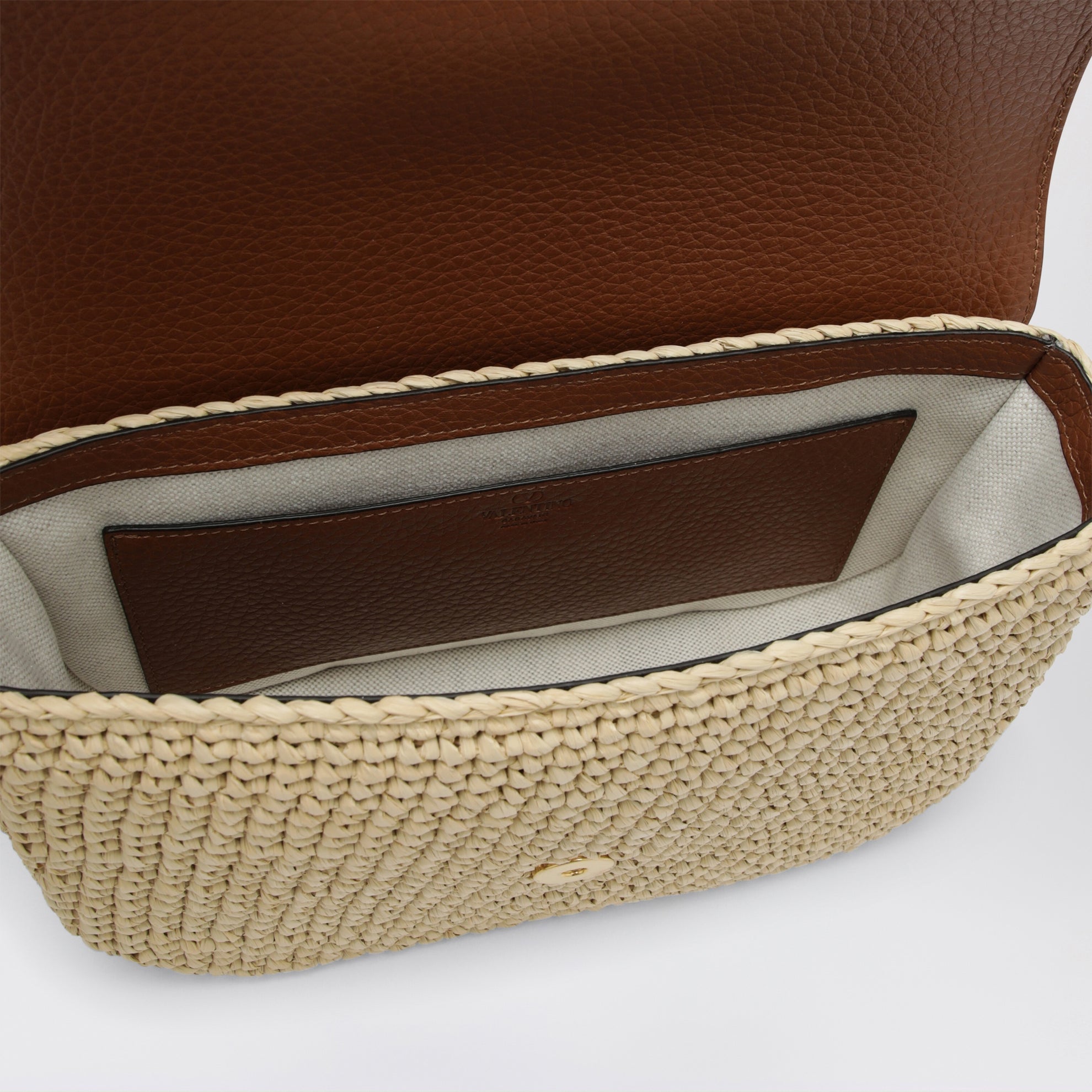 Sac Alltime en raphia et cuir avec bandoulière brodée Cherryfic