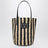 Striped shoulder bag in raffia and leather