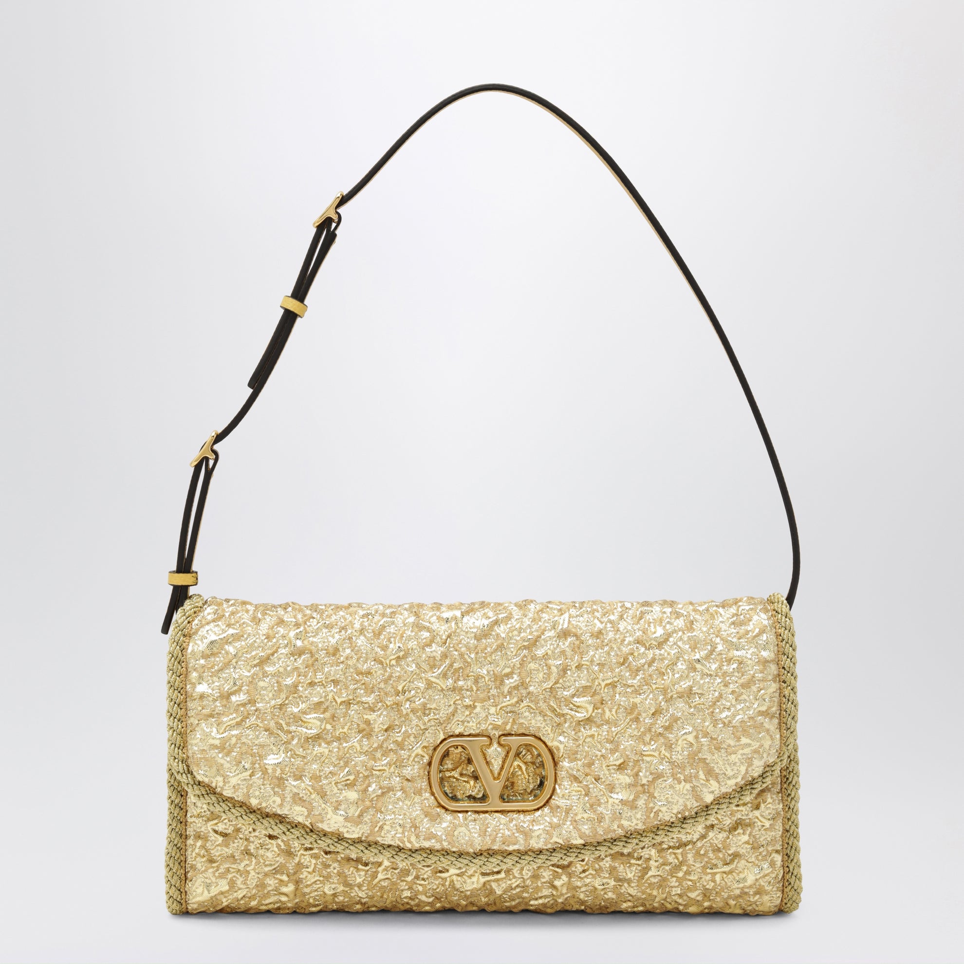 Petit sac DeVain en tissu jacquard cloqué or
