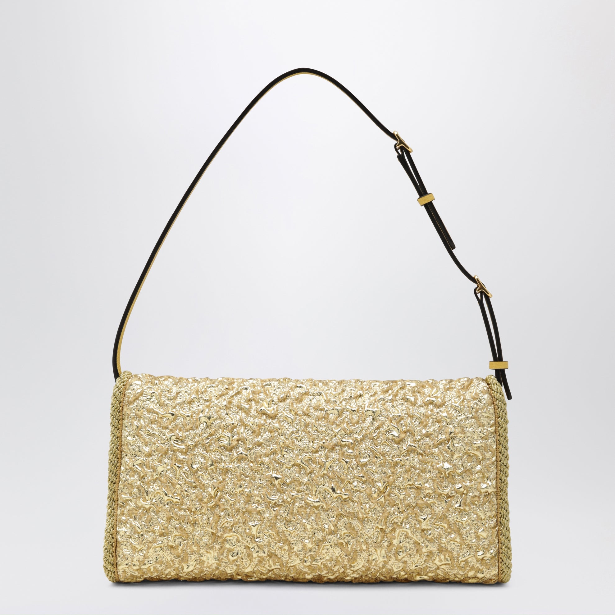 Petit sac DeVain en tissu jacquard cloqué or