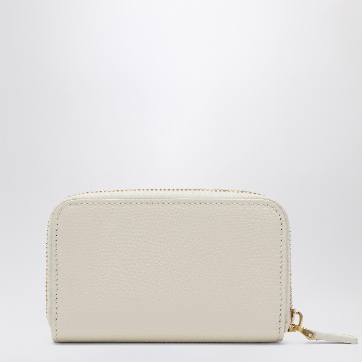 Portefeuille zippé Cherryfic en cuir ivoire