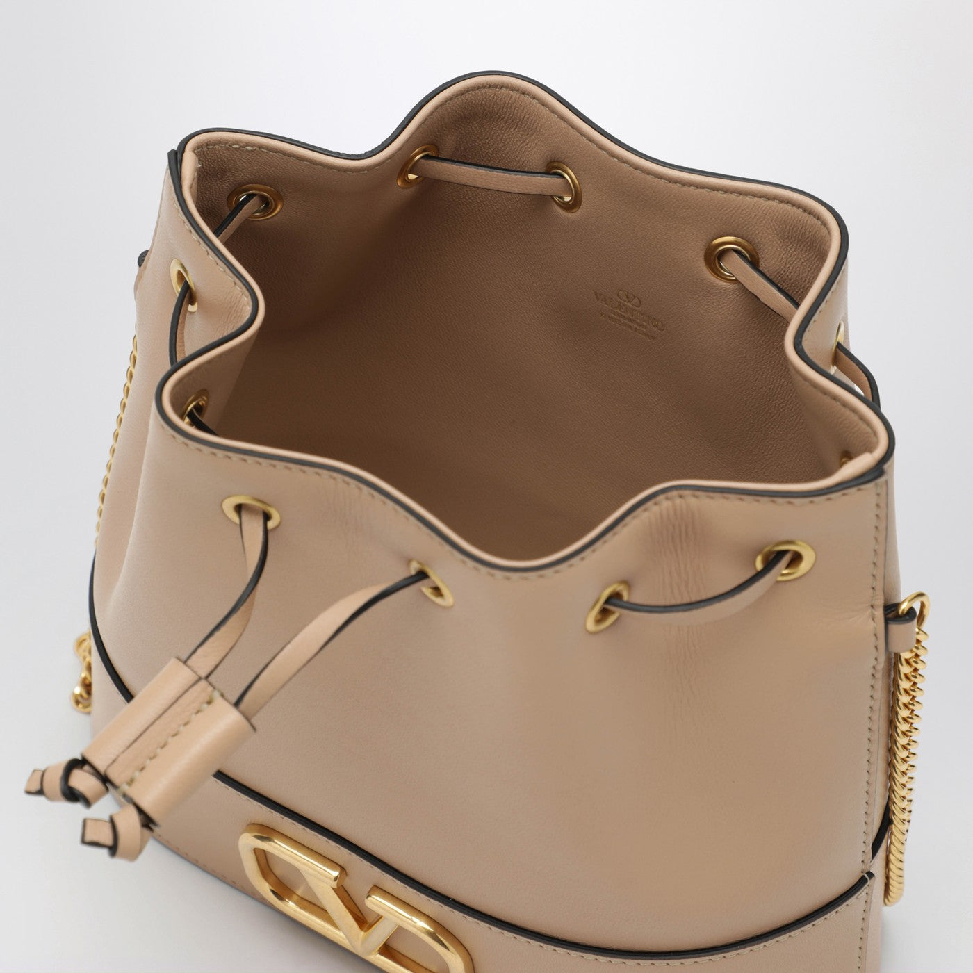 Pink leather Vlogo Signature mini hobo bag