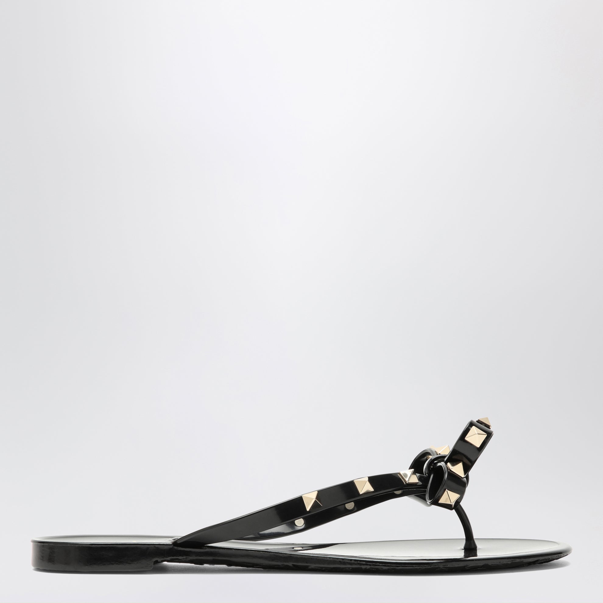 Black Rockstud Flat Sandals