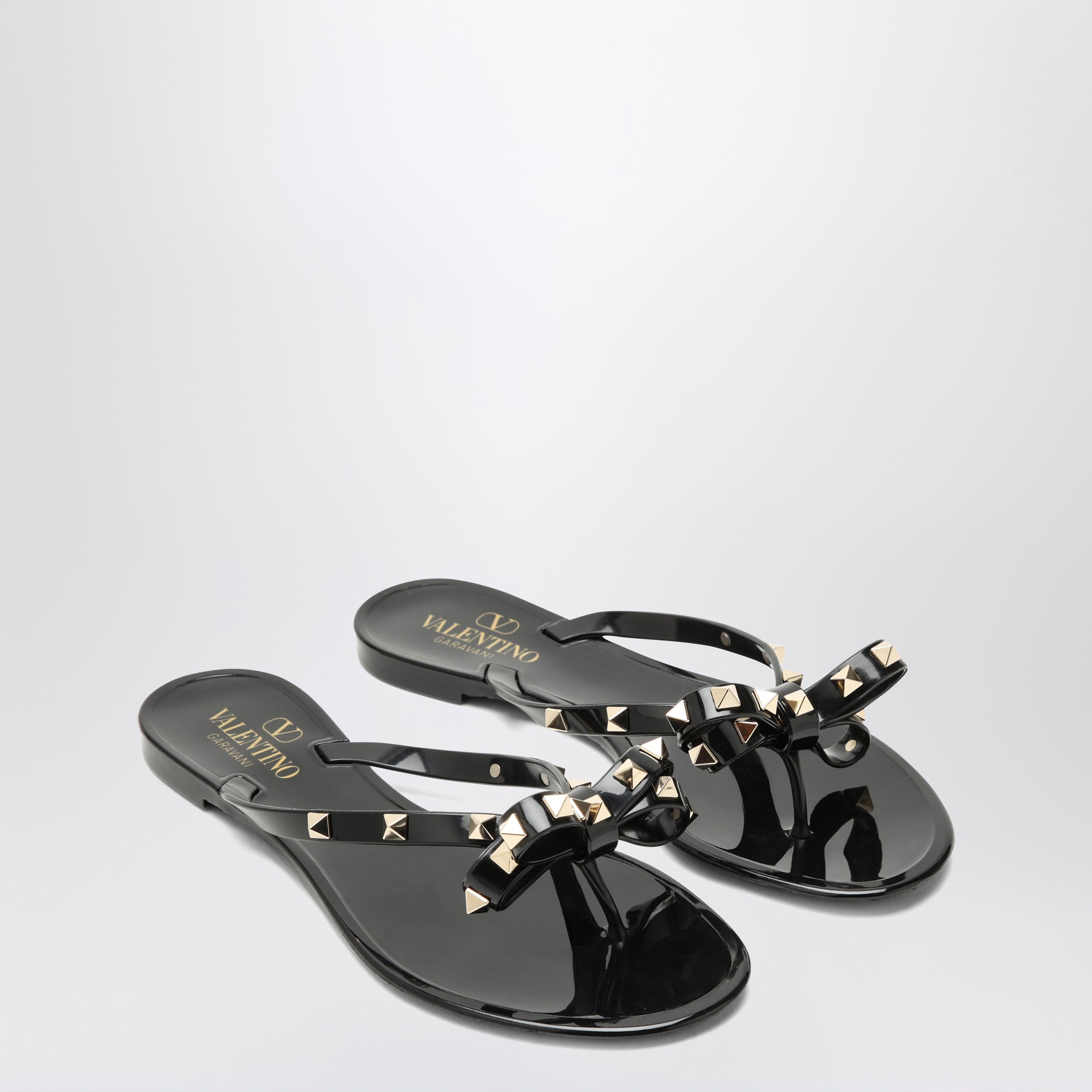 Black Rockstud Flat Sandals