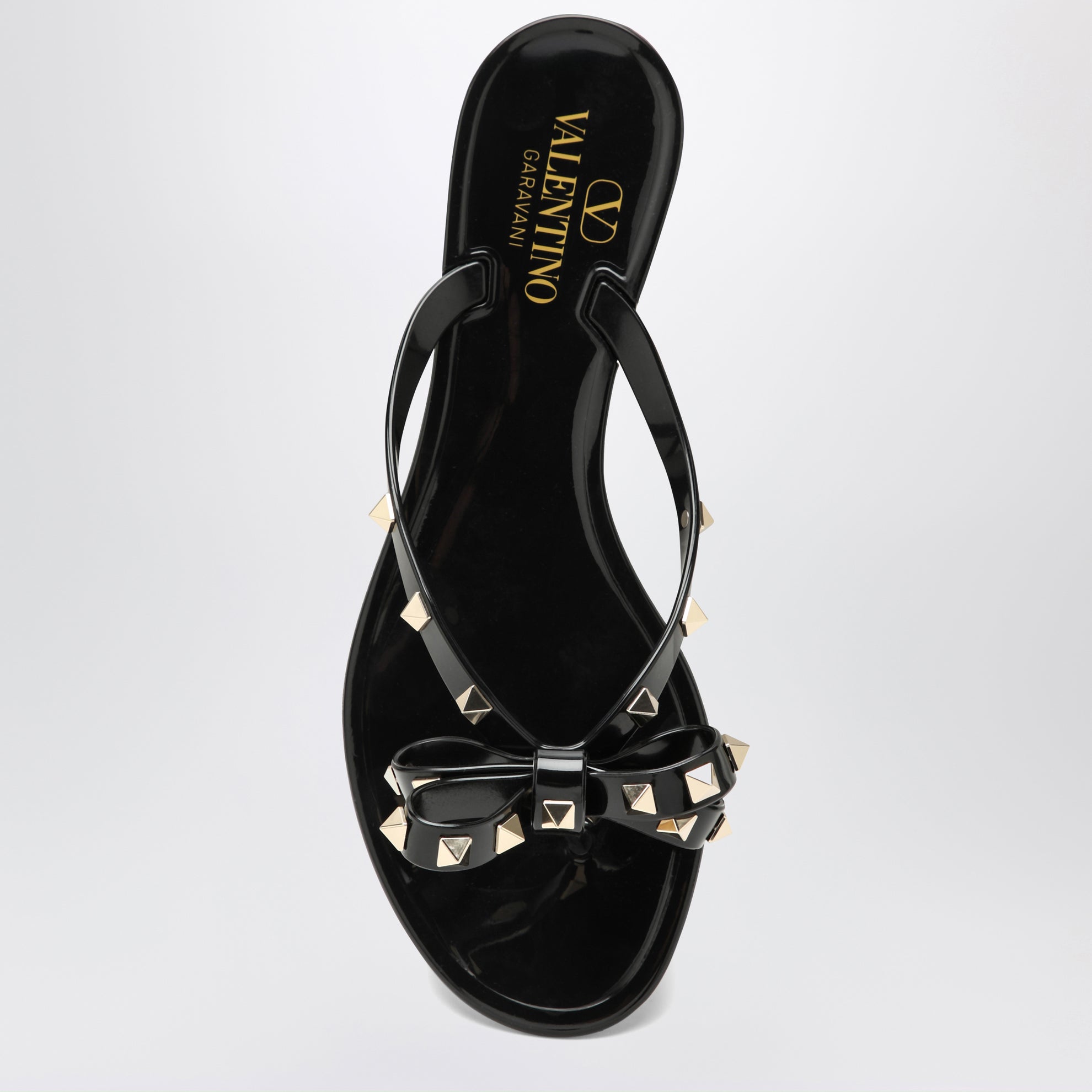Black Rockstud Flat Sandals