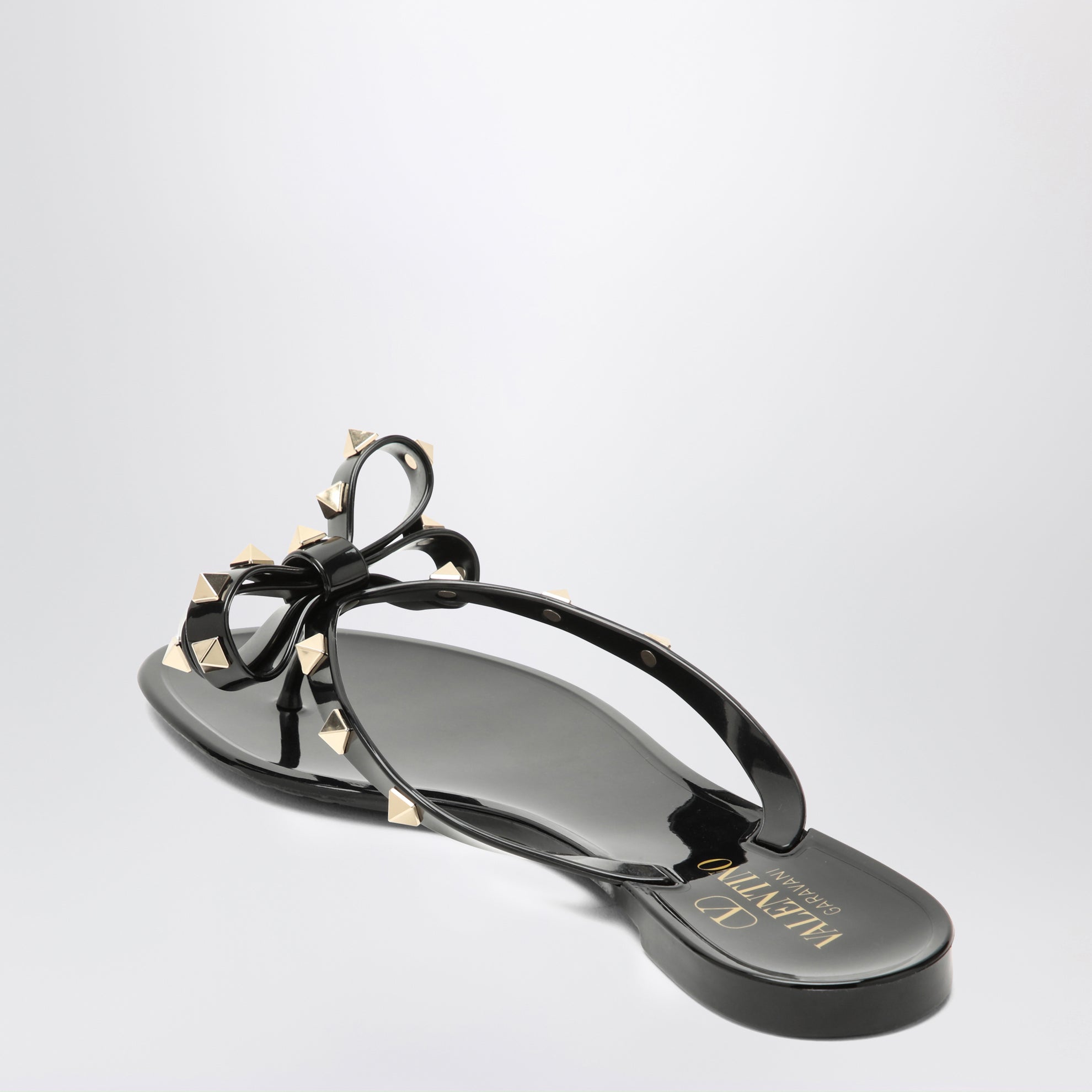 Black Rockstud Flat Sandals