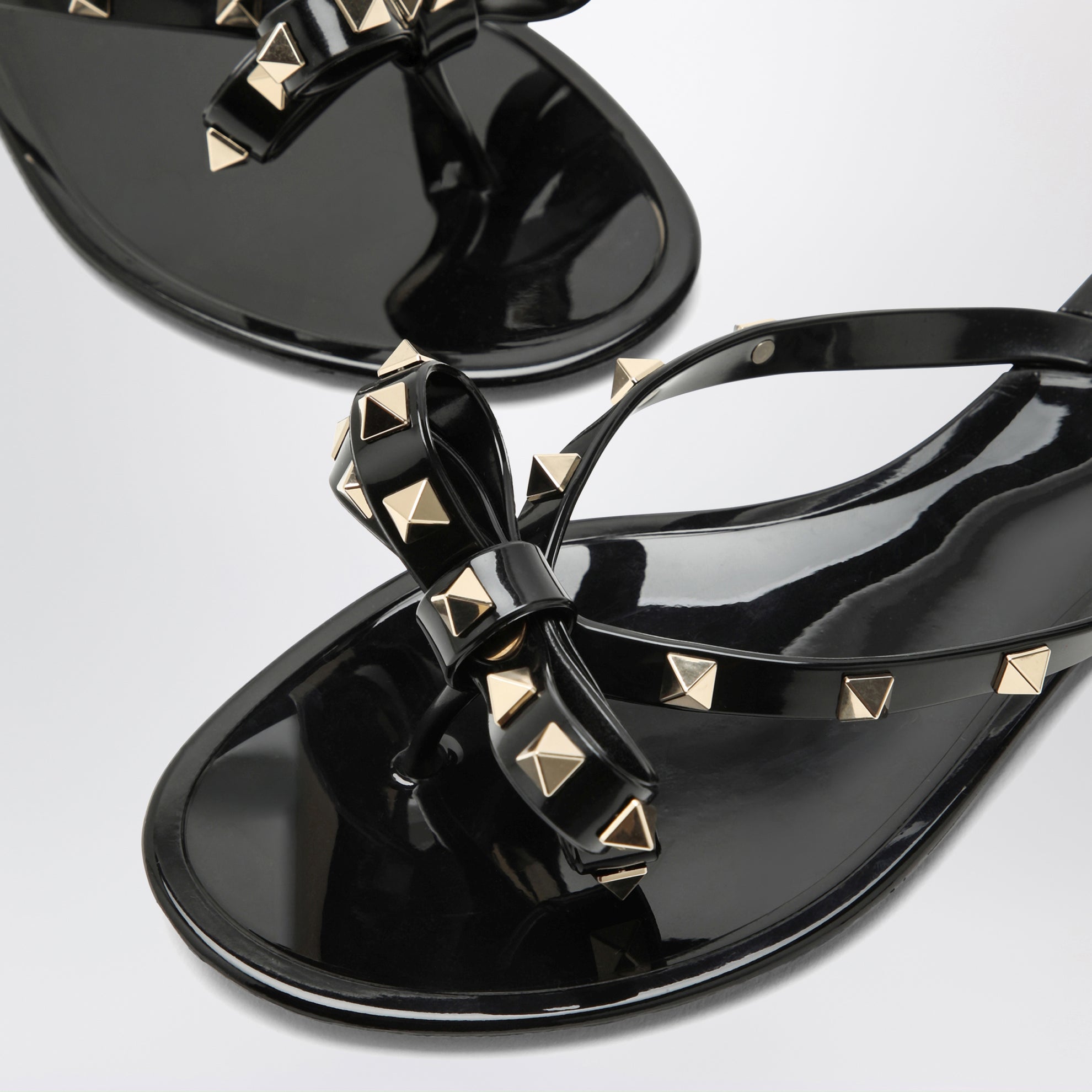Black Rockstud Flat Sandals