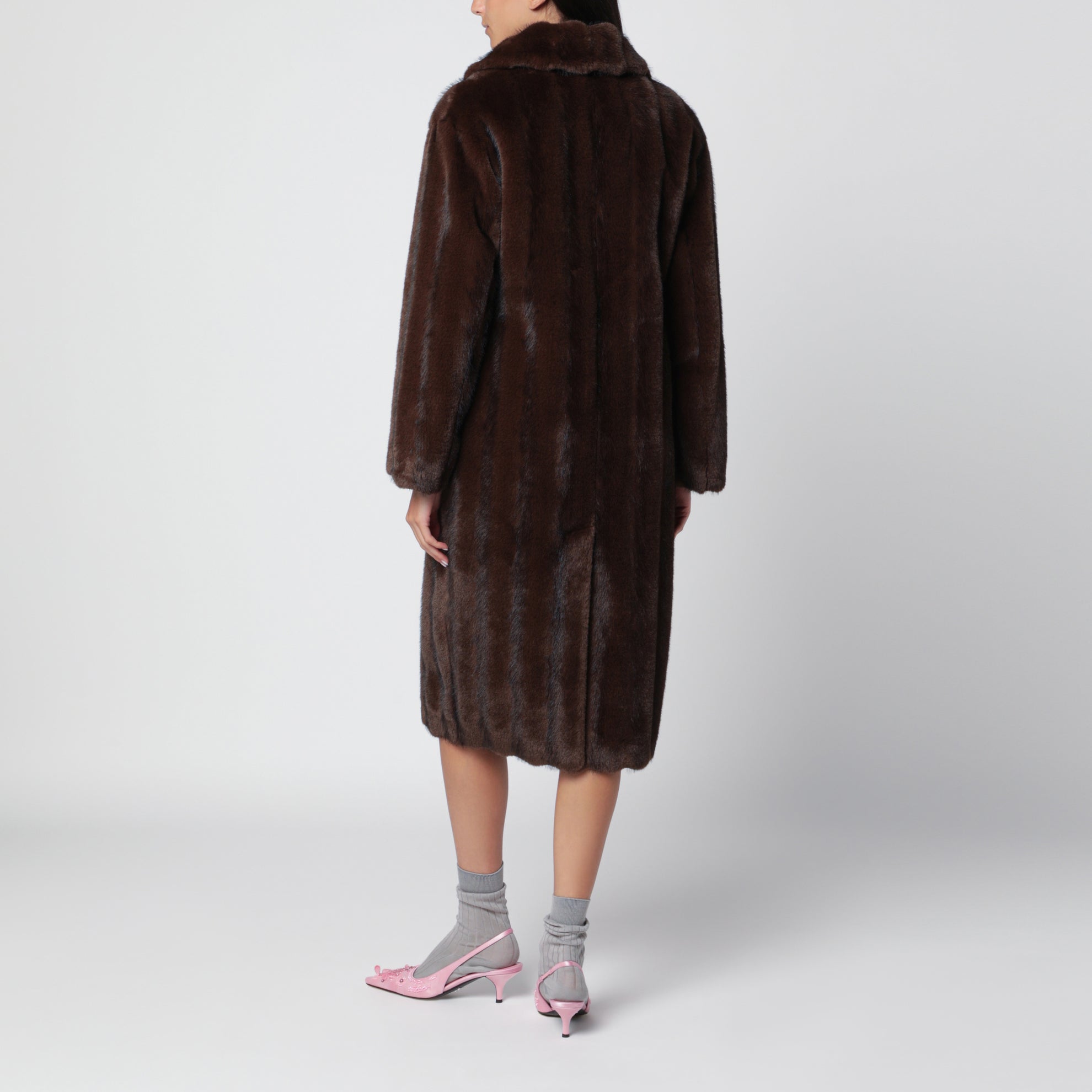 Dark brown faux fur coat