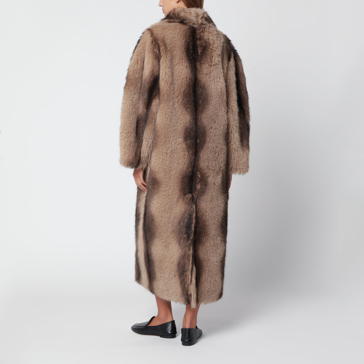 Long shaded brown faux fur coat