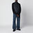 Dark blue padded zip-up cardigan in wool blend