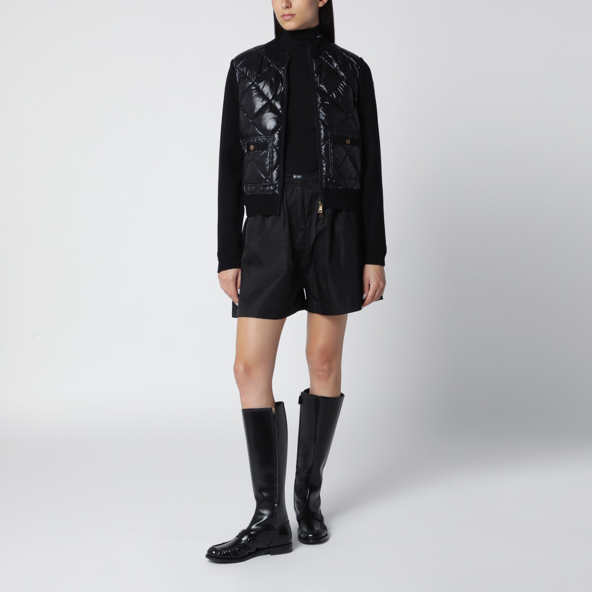 Black padded zip-up sweatshirt