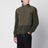 Olive green cardigan in wool with polyester inserts