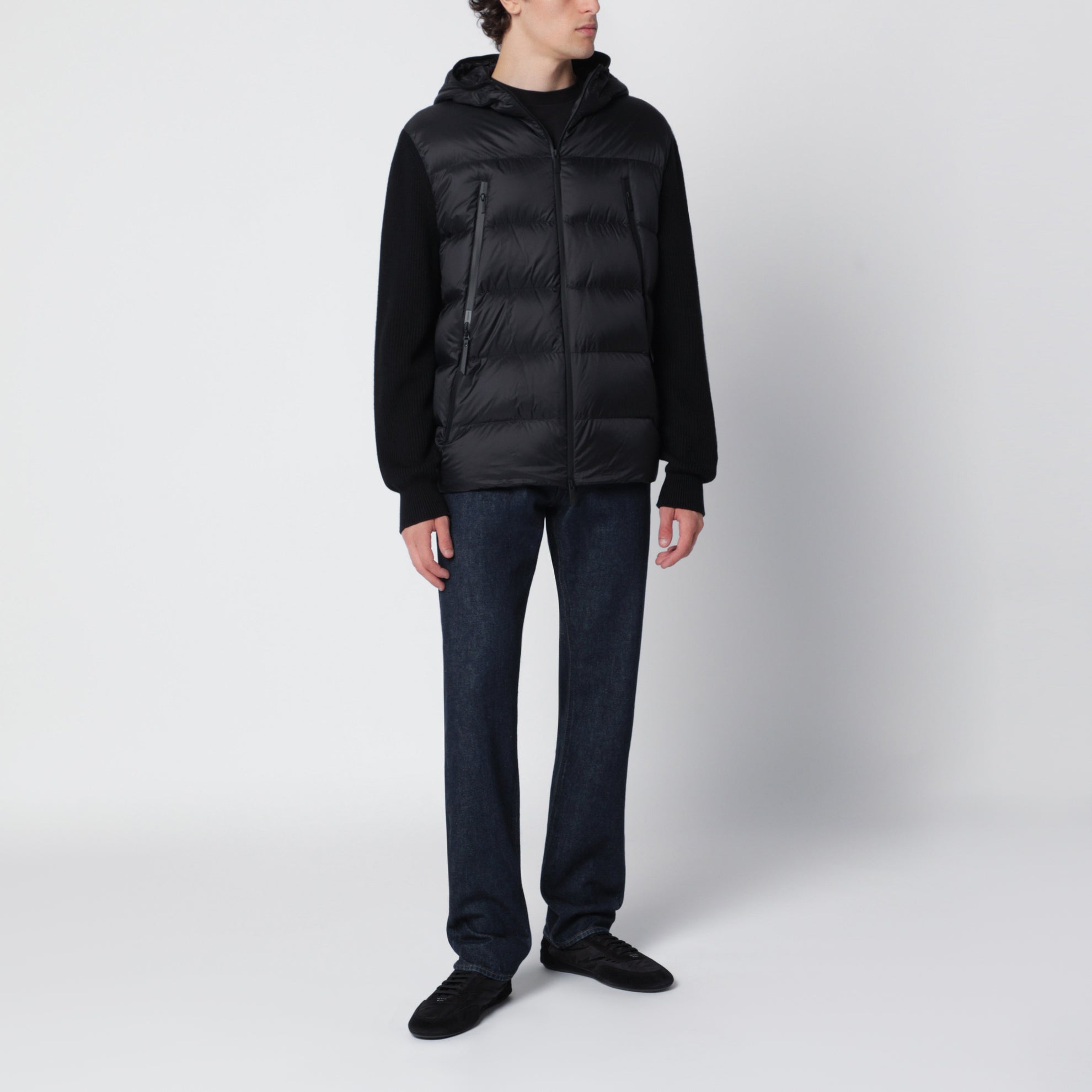 Cardigan imbottito con cappuccio nero