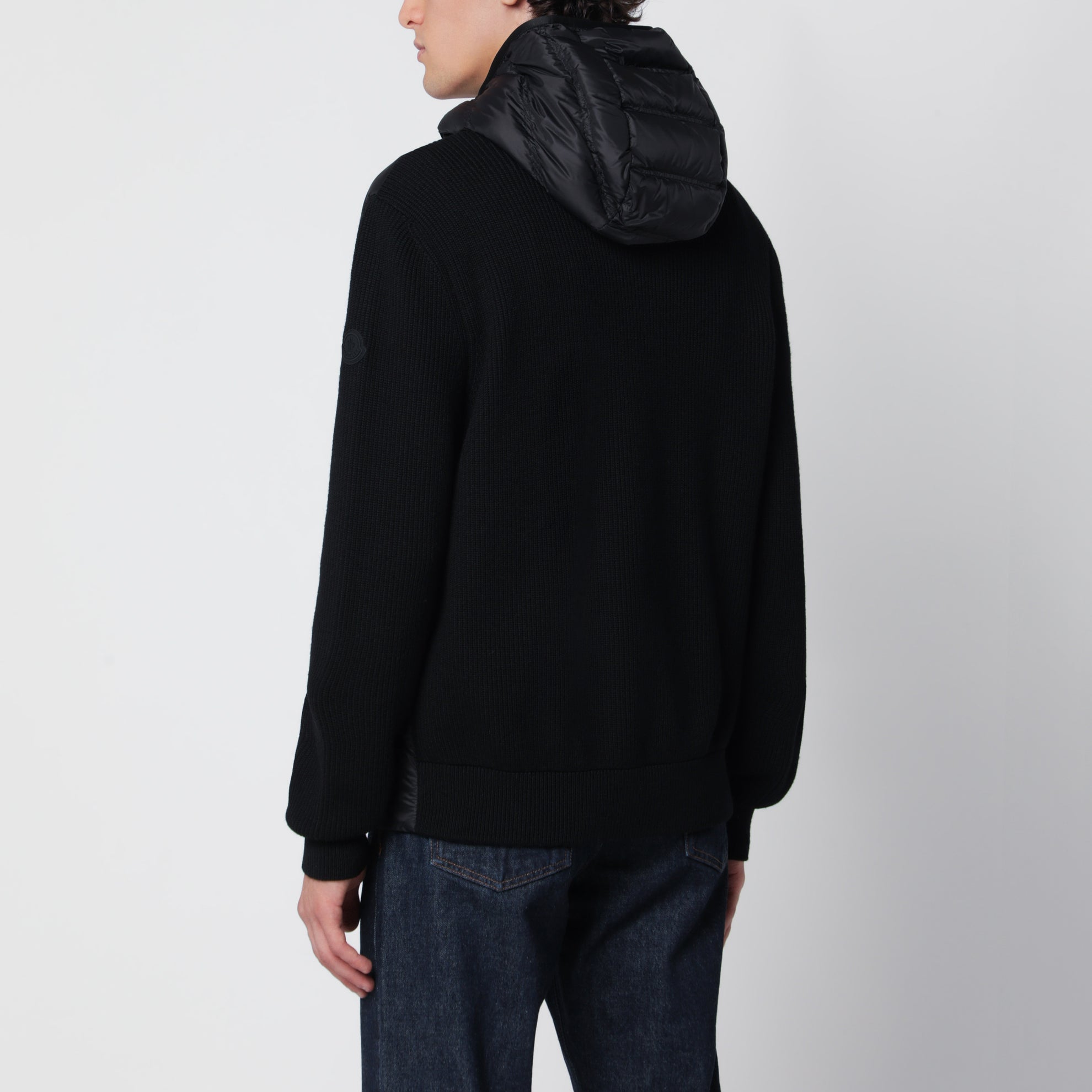 Cardigan imbottito con cappuccio nero