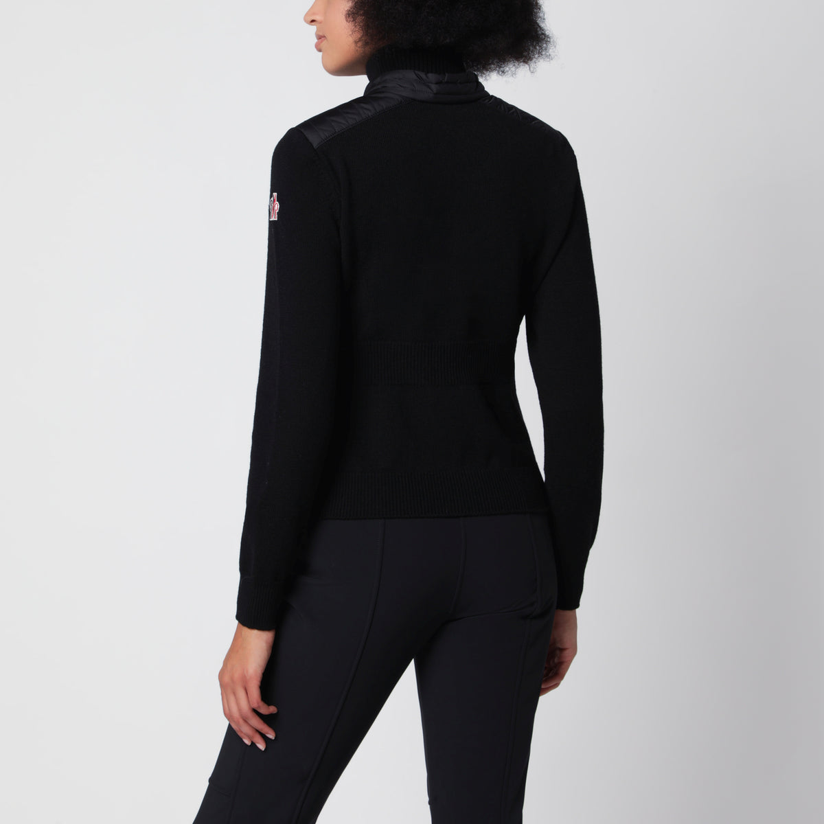 Gilet matelassé noir en laine mélangée