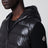 Black padded wool zip-up hoodie