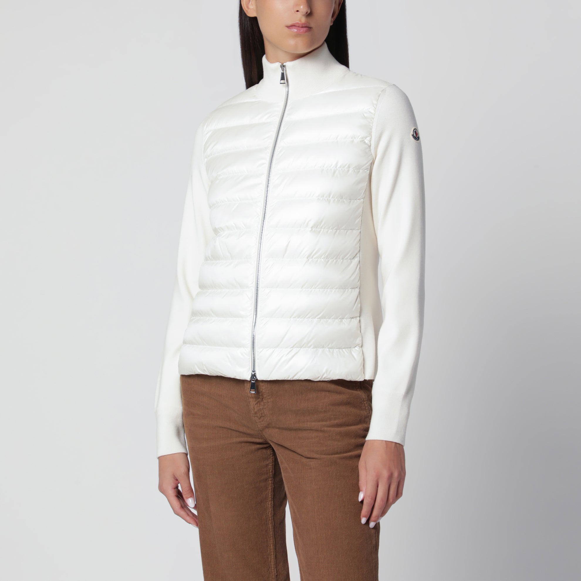 Cardigan con zip imbottito bianco