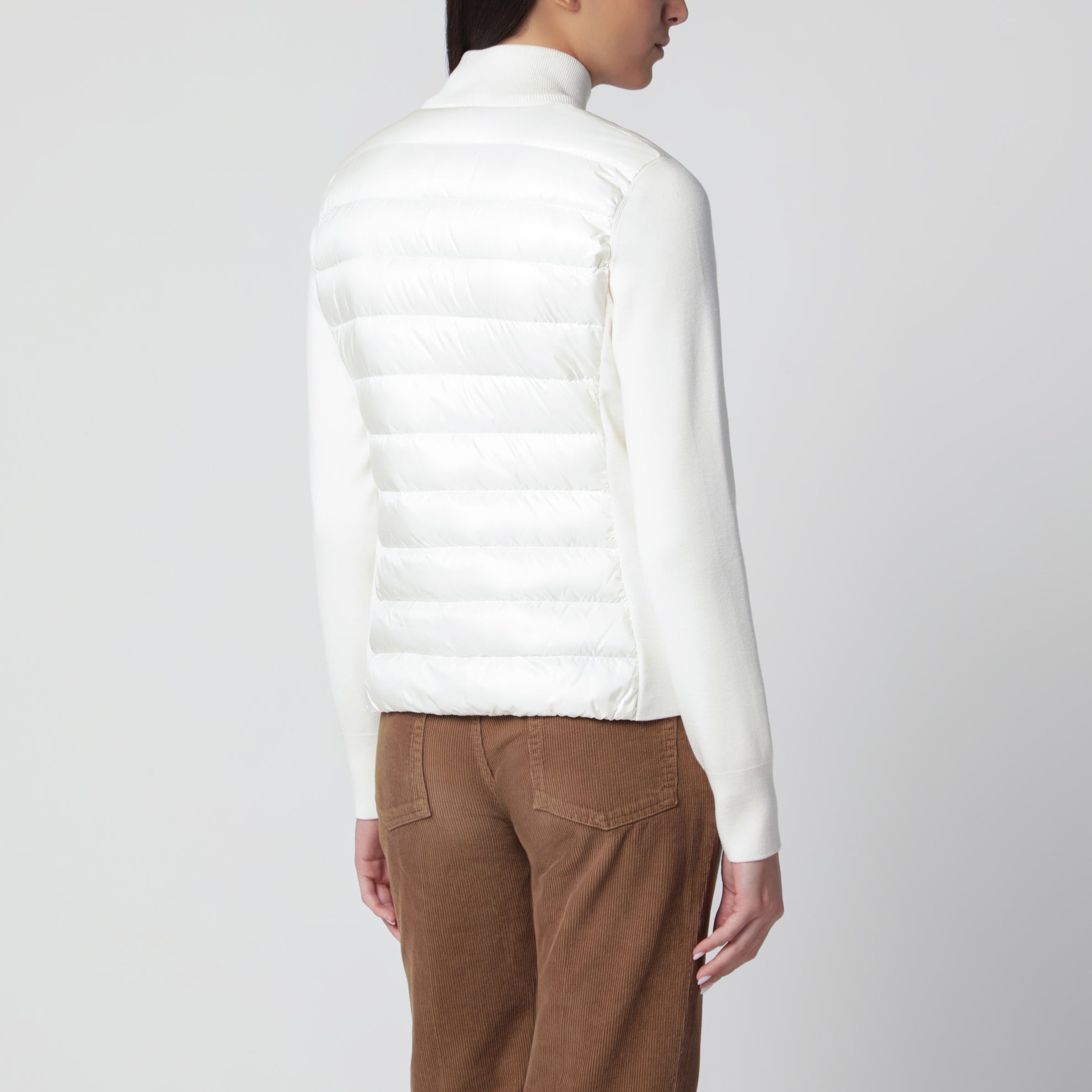 Cardigan con zip imbottito bianco