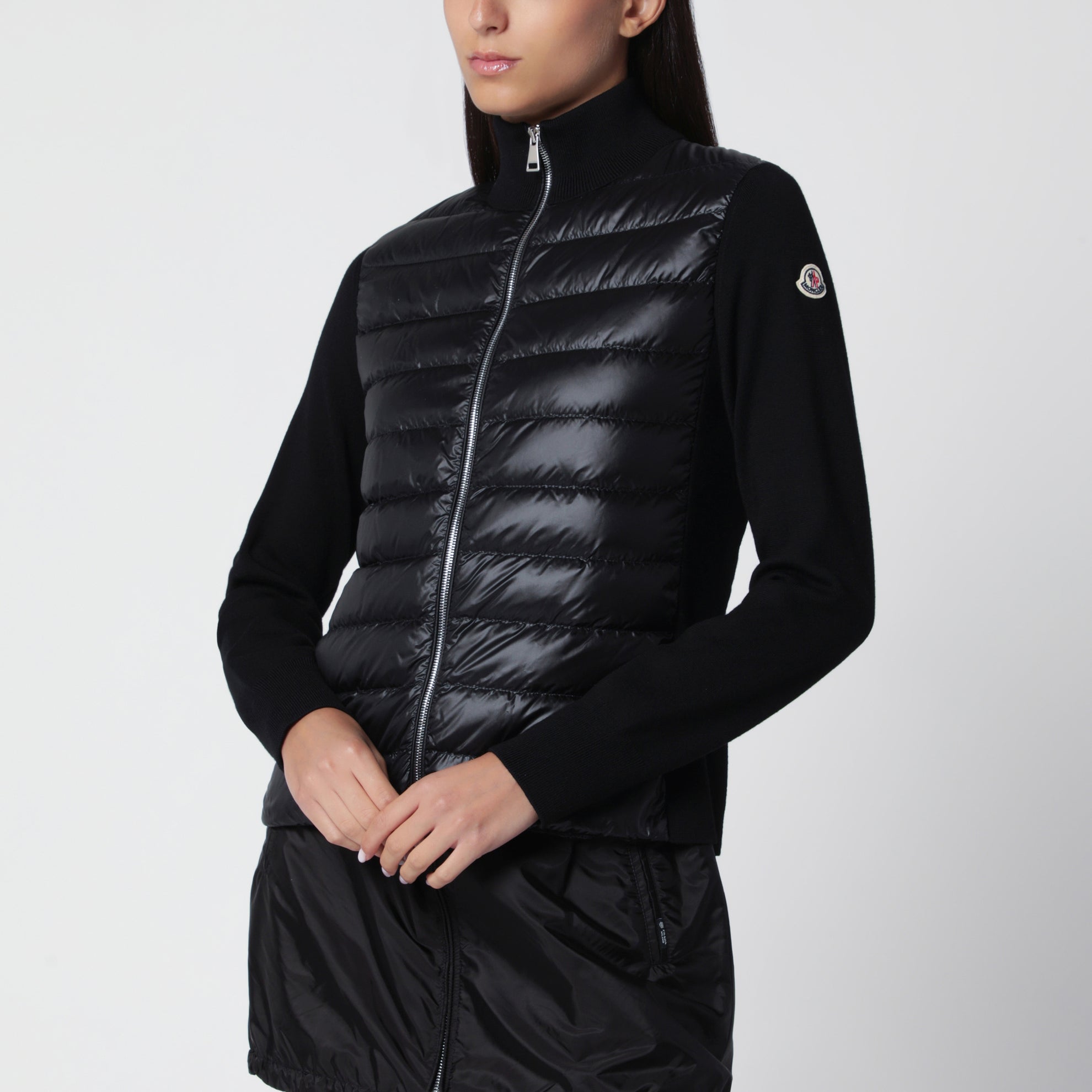 Cardigan con zip imbottito nero