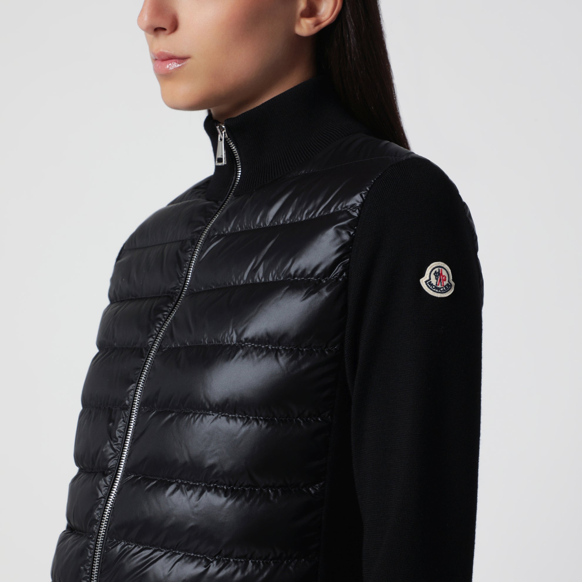 Cardigan con zip imbottito nero