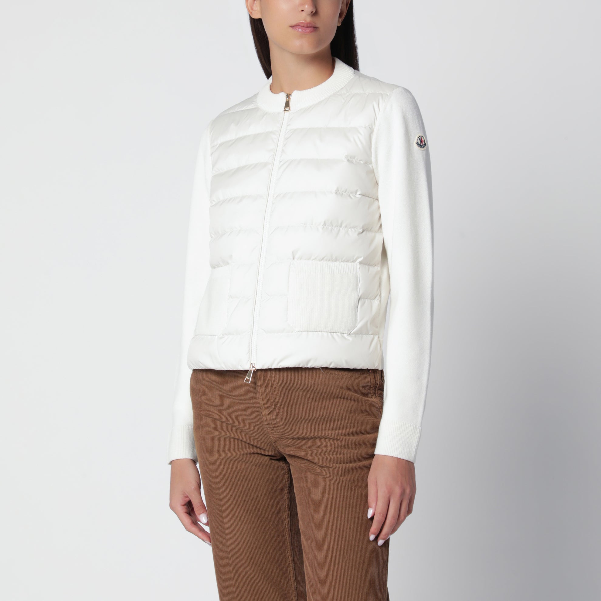 Cardigan con zip imbottito bianco