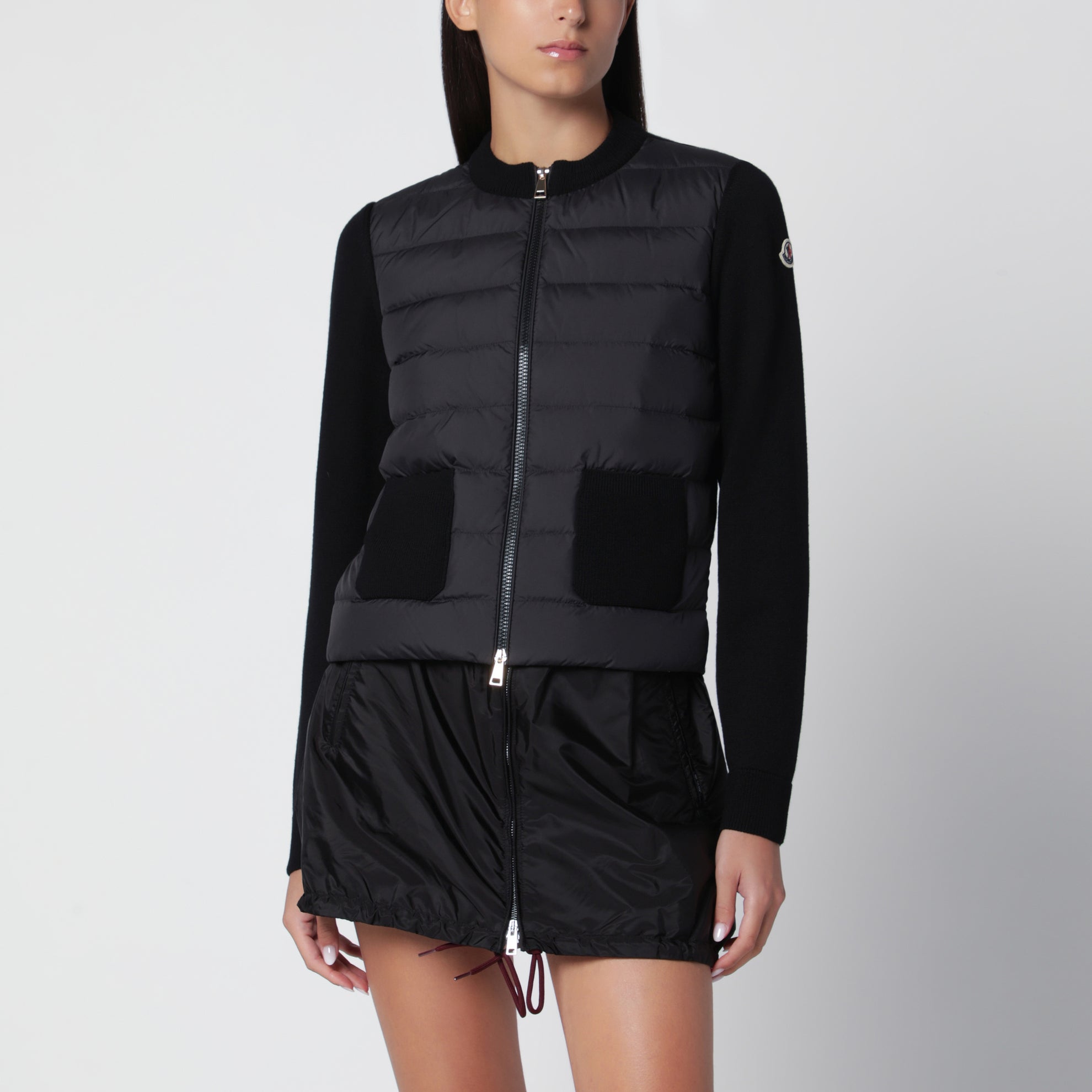 Cardigan con zip imbottito nero