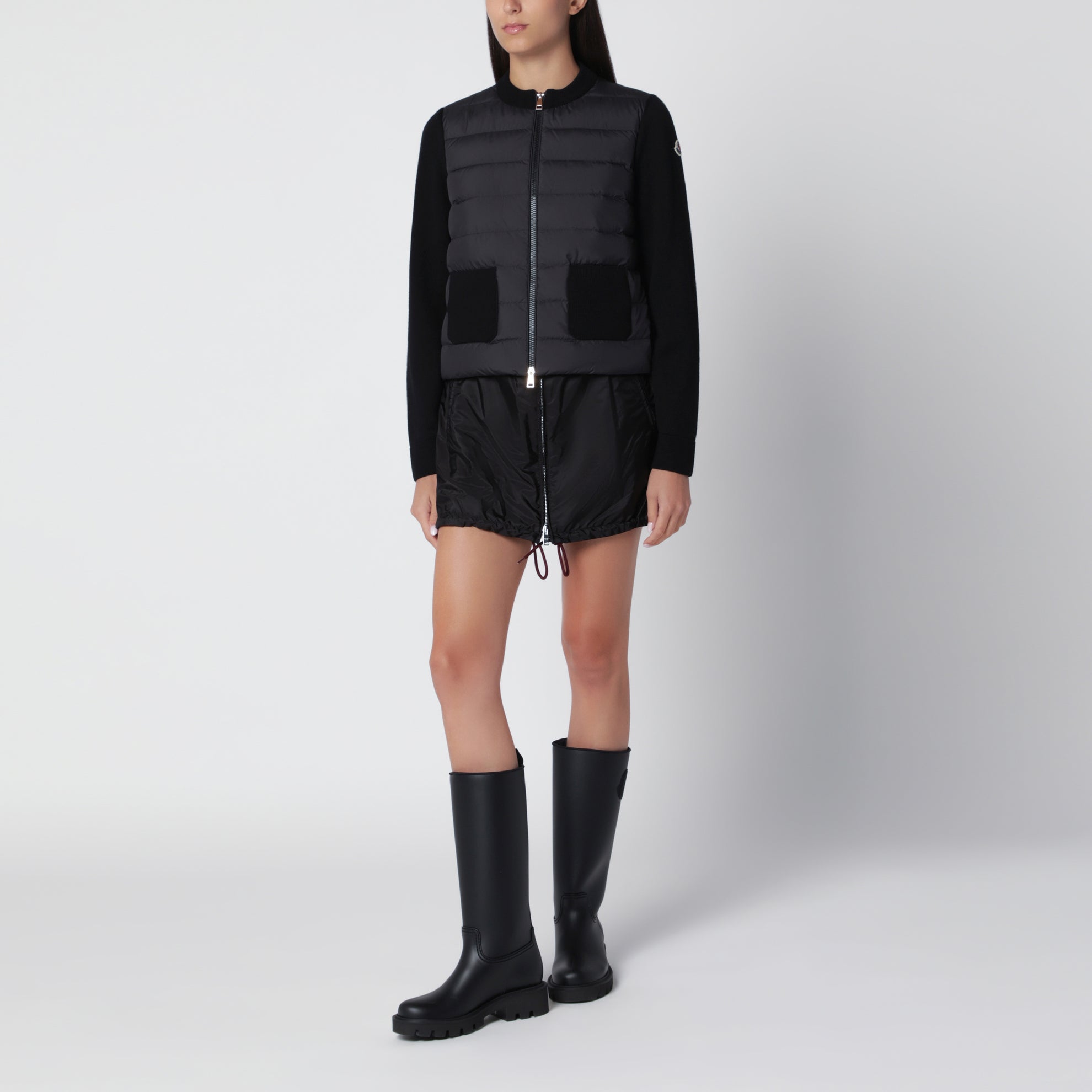 Cardigan con zip imbottito nero