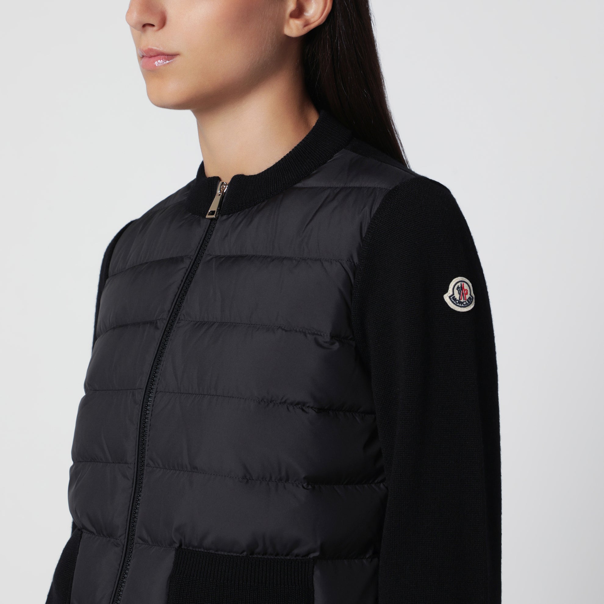 Cardigan con zip imbottito nero