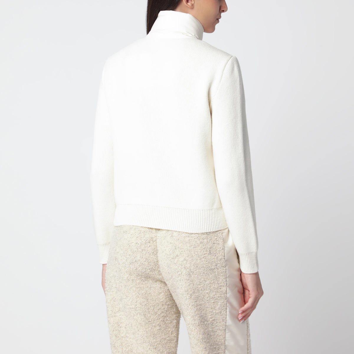 White padded zip-up cardigan