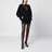 Black sweatshirt-style mini dress with lace inserts