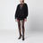 Black sweatshirt-style mini dress with lace inserts