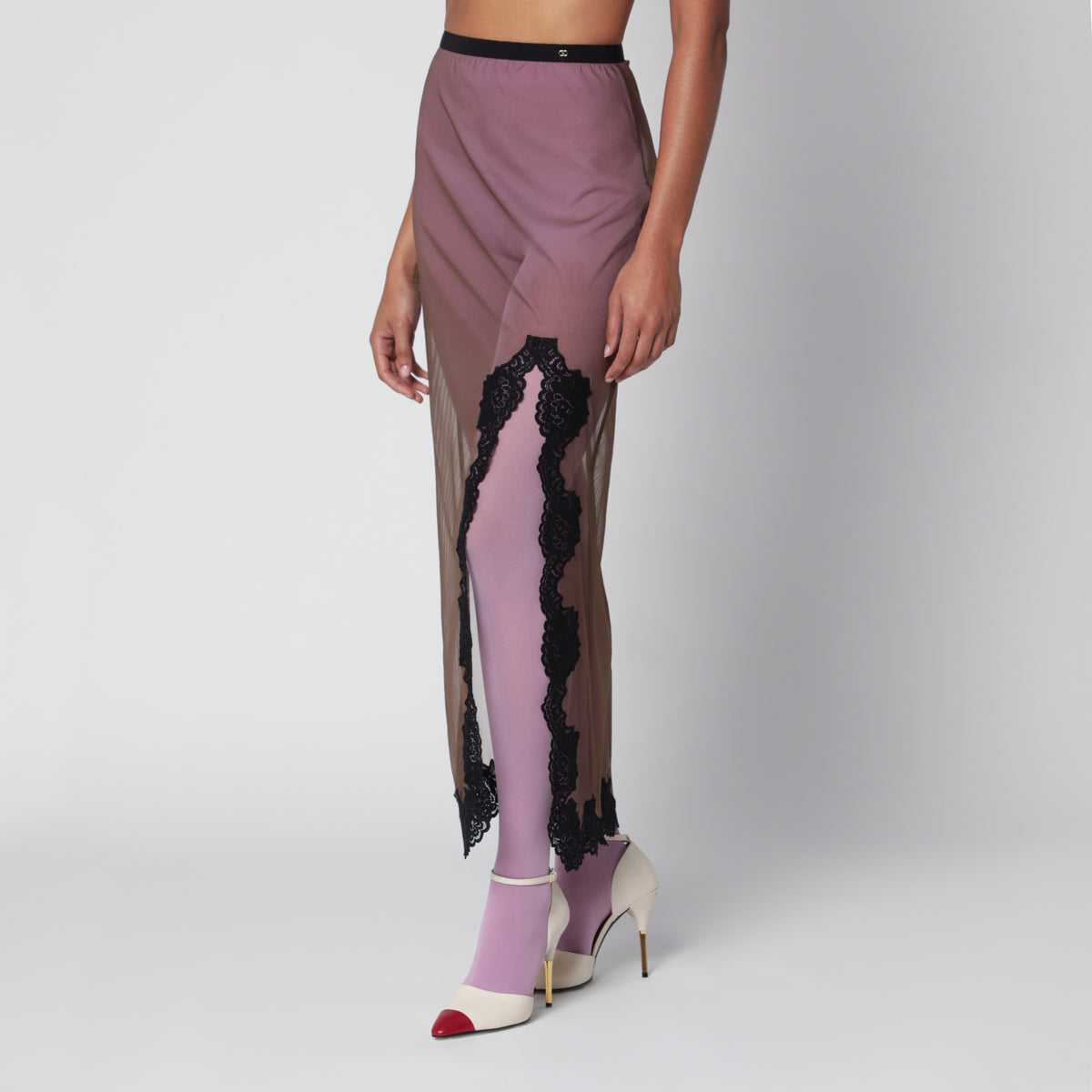 Long Olive Green transparent tulle skirt