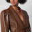 Brown belted jacket in nappa leather