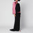 Black long silk dress with pink draping