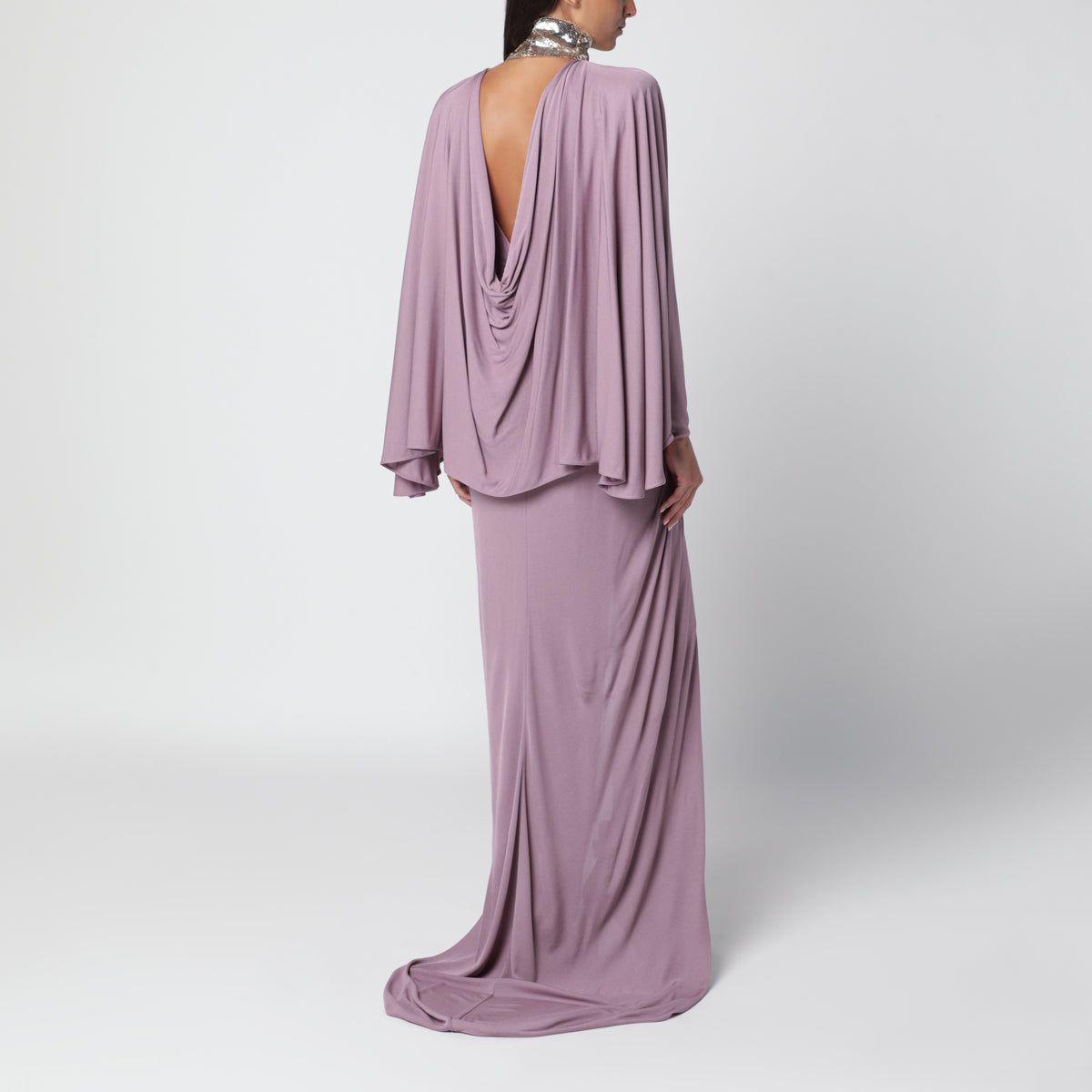 Mauve pink draped long dress
